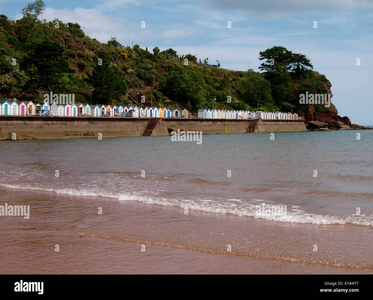 Spiaggia di capanne, Goodrington Sands, Paignton, Devon, Regno Unito Foto Stock