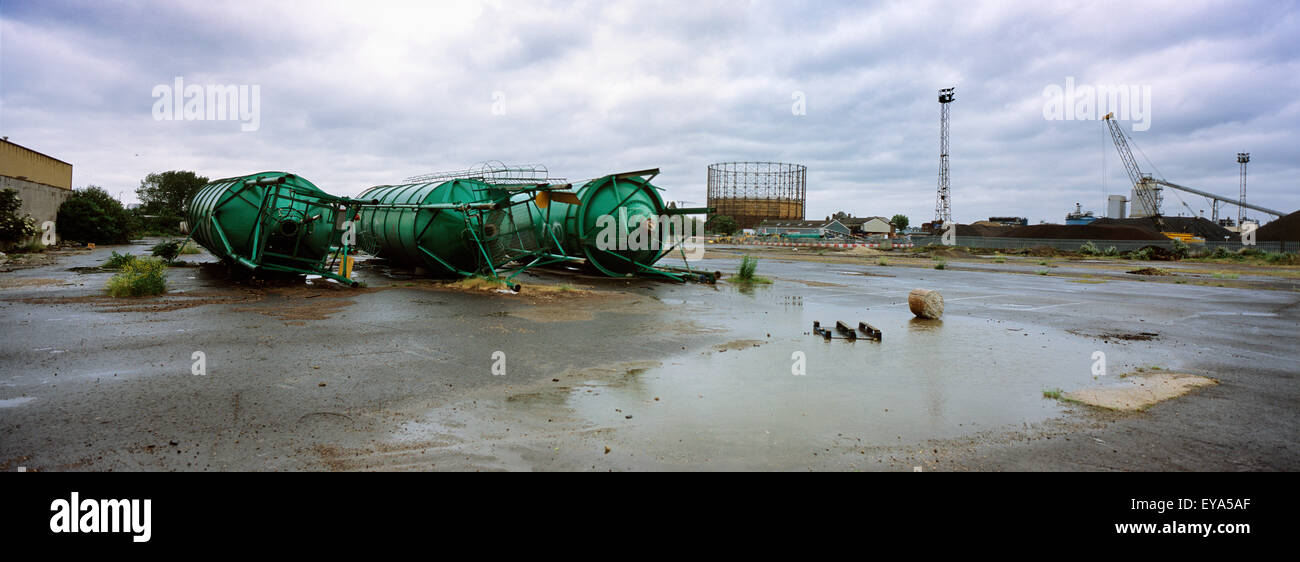 Post-industriale Wasteland sulle rive del Tamigi, Greenwich,South London,l'Inghilterra,UK Foto Stock