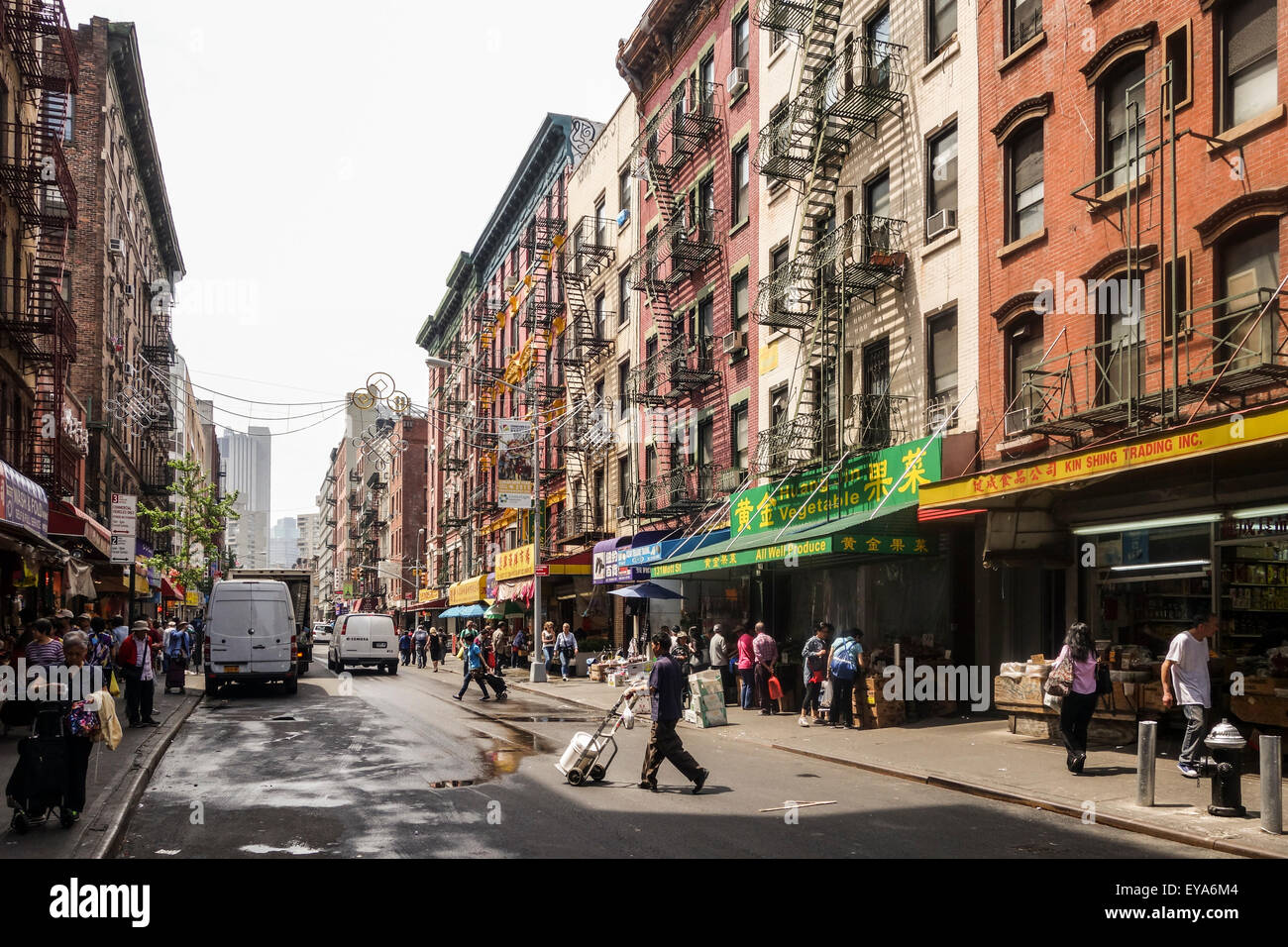 Street View di Chinatown, Mott street, Manhattan, New York City, Stati Uniti d'America. Foto Stock