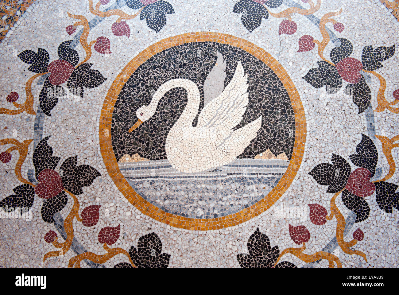 Genova, Italia, pavimento a mosaico in una stanza vivente Foto Stock