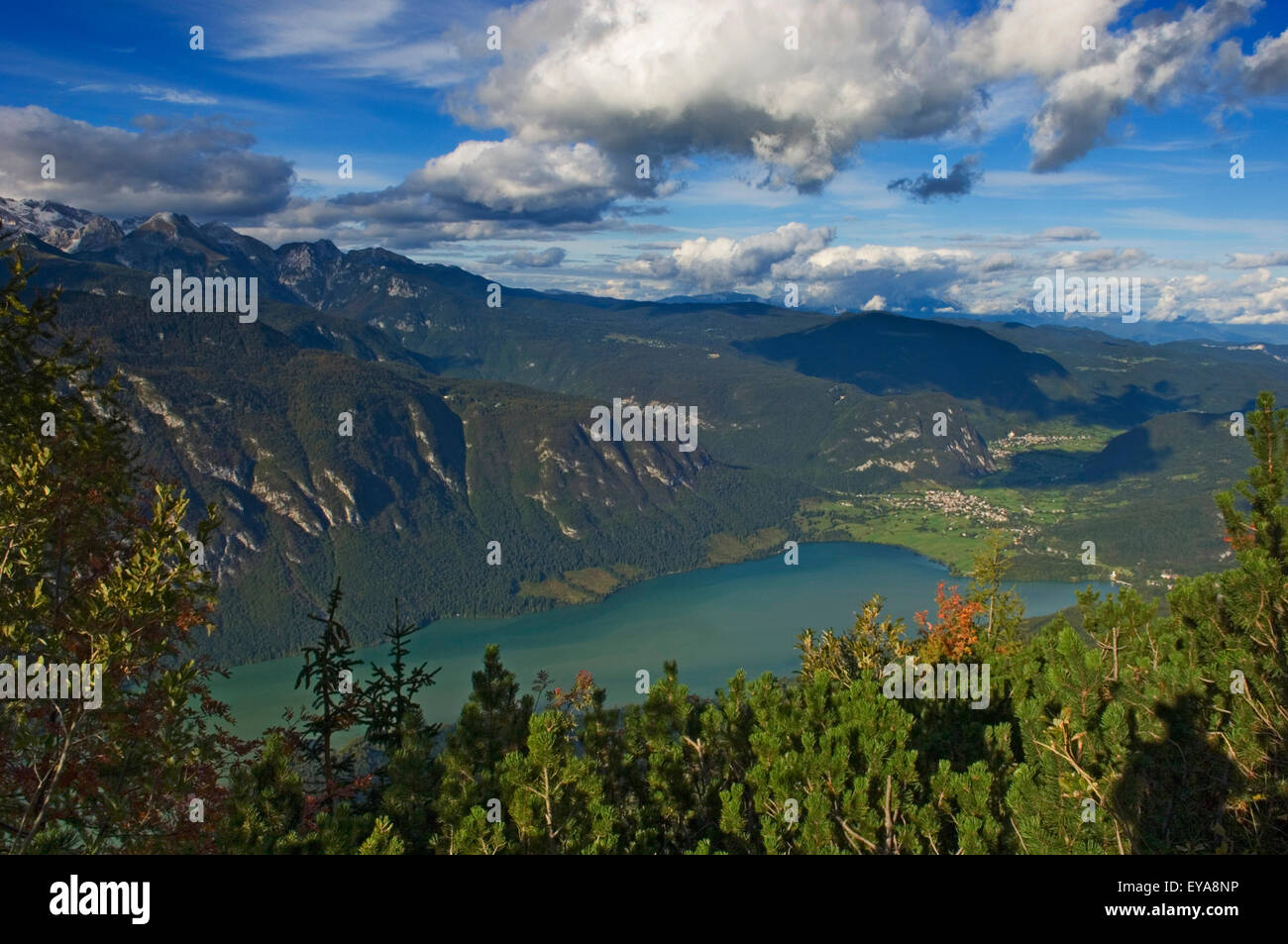 Lago Bohjin dal monte Vogel, Slovenia Foto Stock