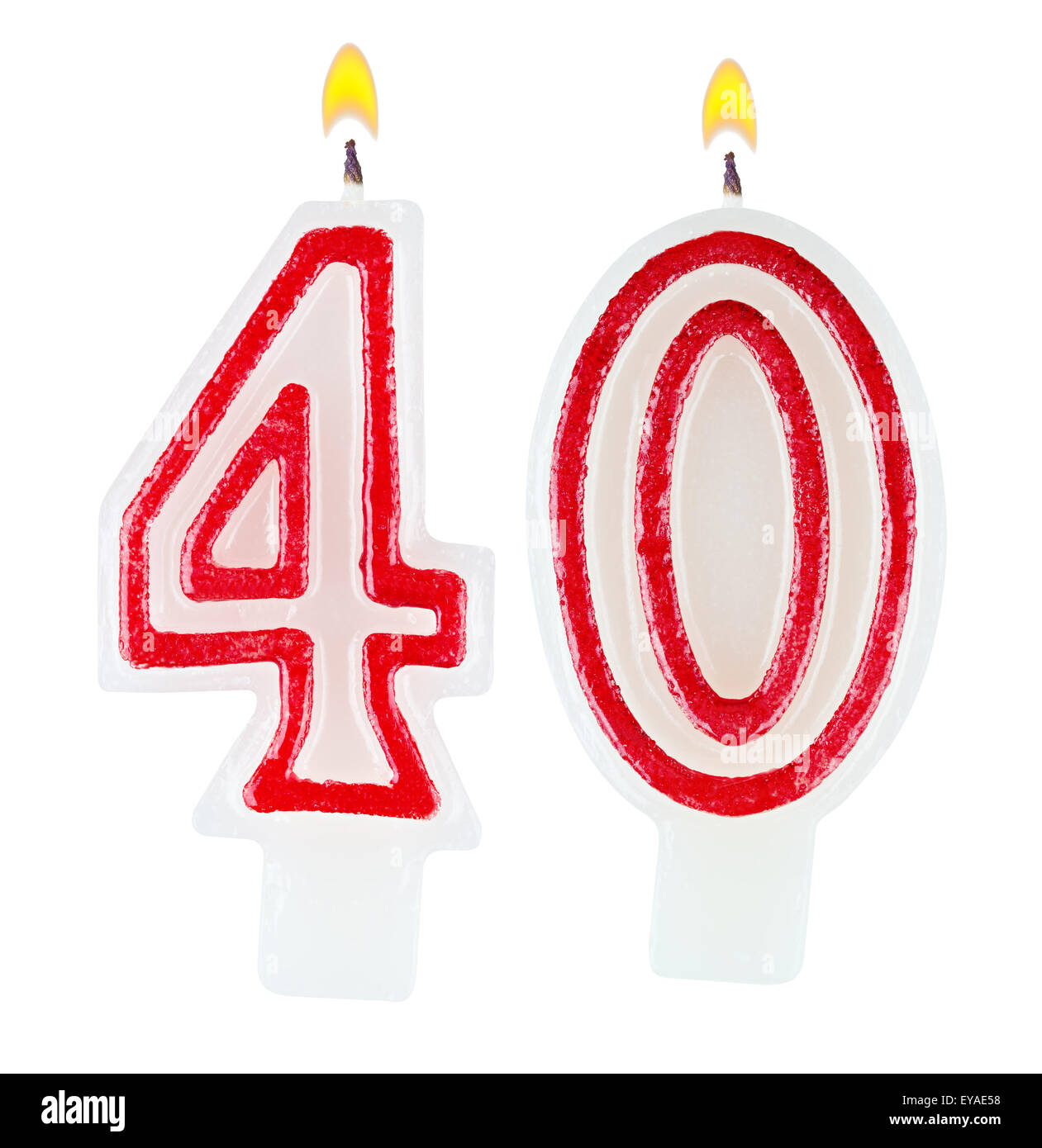 Compleanno numero di candele trenta isolati su sfondo bianco Foto Stock