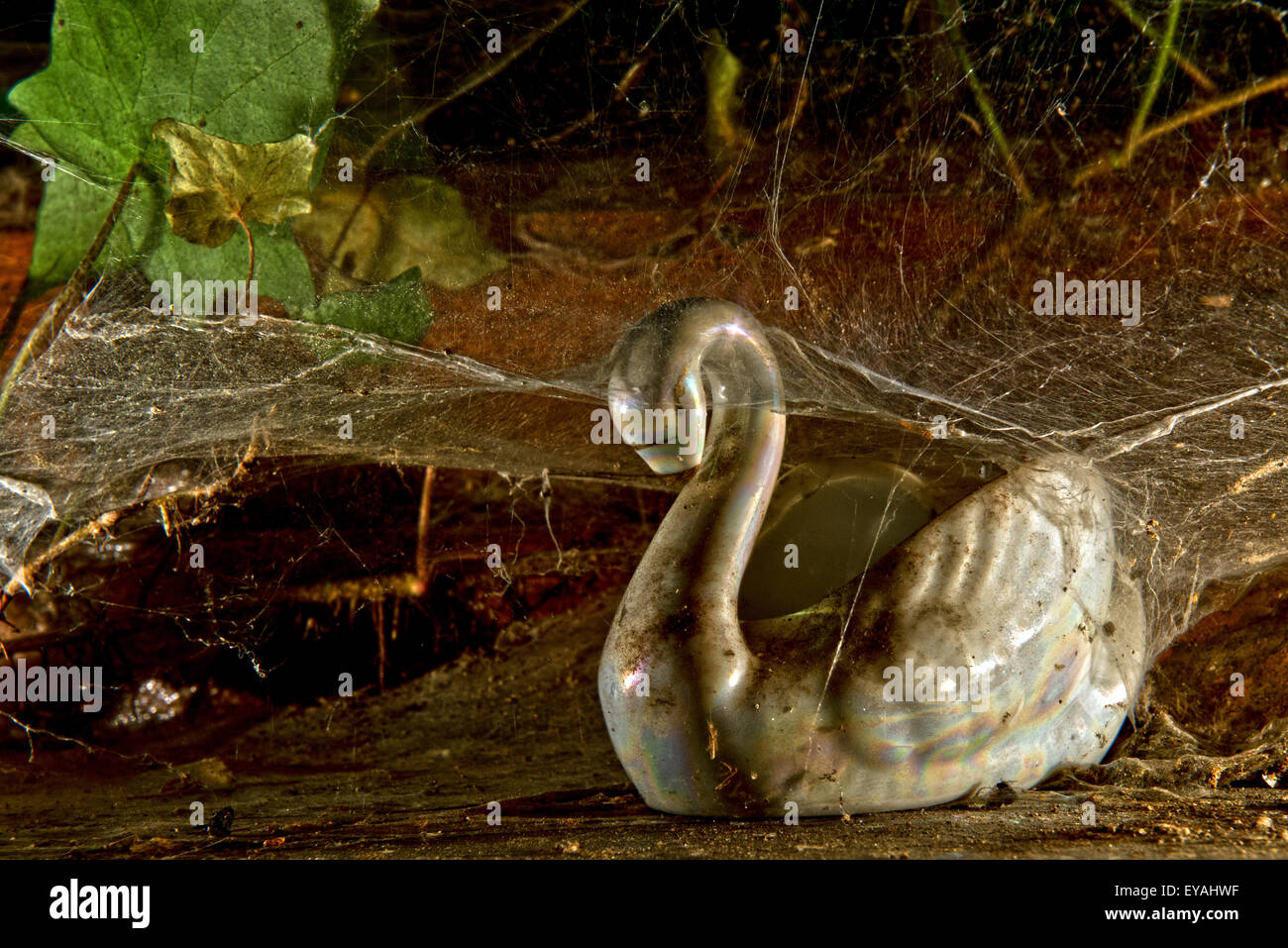 Esplorare urbano di un casale abbandonato in Belgio che ha ancora la maggior parte delle sue caratteristiche e mobili. Foto Stock