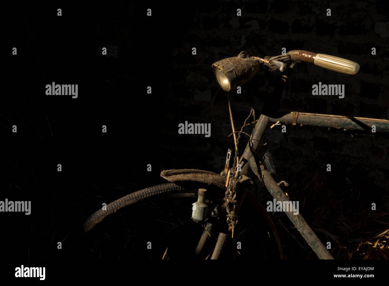 Esplorare urbano di un casale abbandonato in Belgio che ha ancora la maggior parte delle sue caratteristiche e mobili. Foto Stock