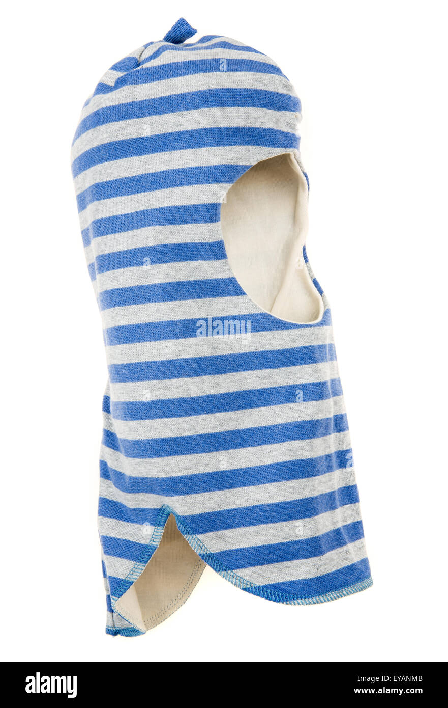 Bambino un foro della maschera da sci, winter hat casco isolato su uno sfondo bianco. Foto Stock