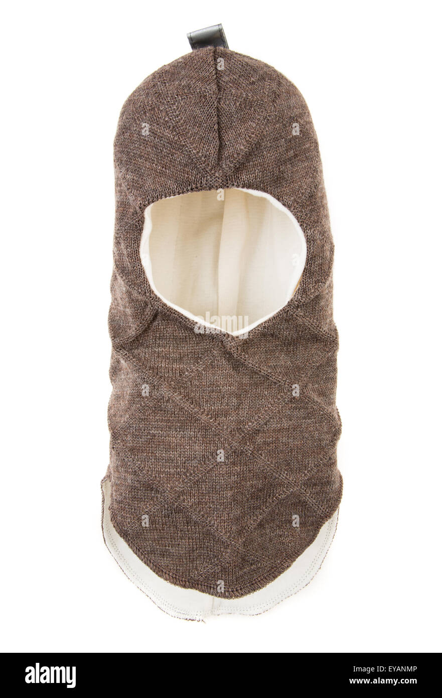 Bambino un foro della maschera da sci, winter hat casco isolato su uno sfondo bianco. Foto Stock