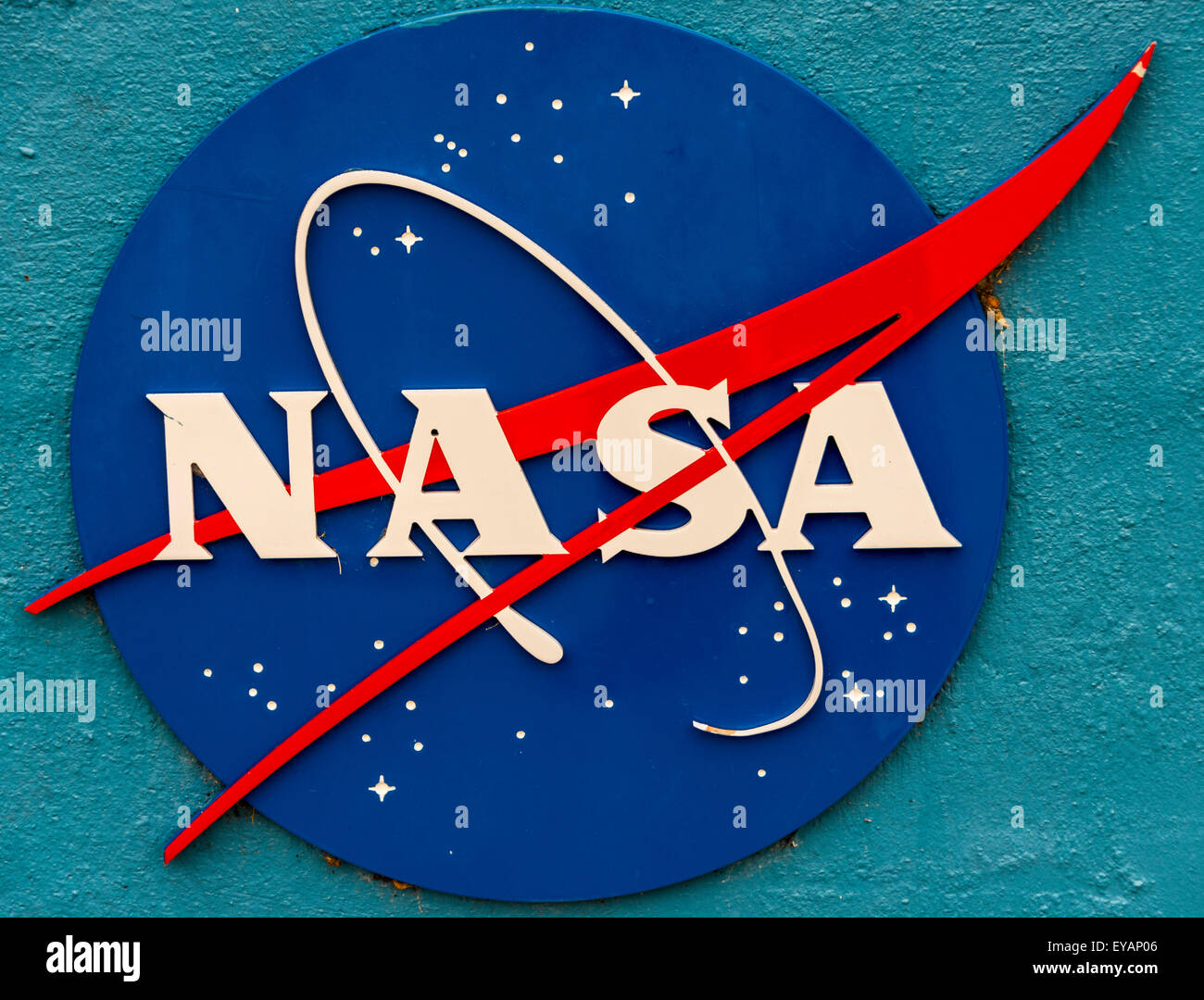LOGO DELLA NASA segno nei colori rosso bianco e blu Foto Stock