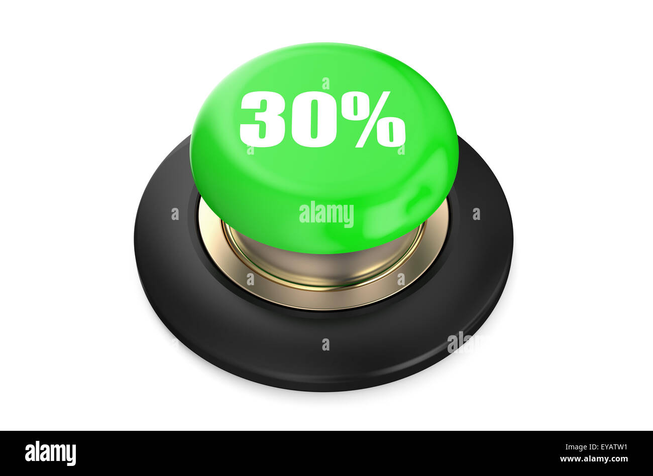 30 percento di sconto pulsante verde isolato su sfondo bianco Foto Stock