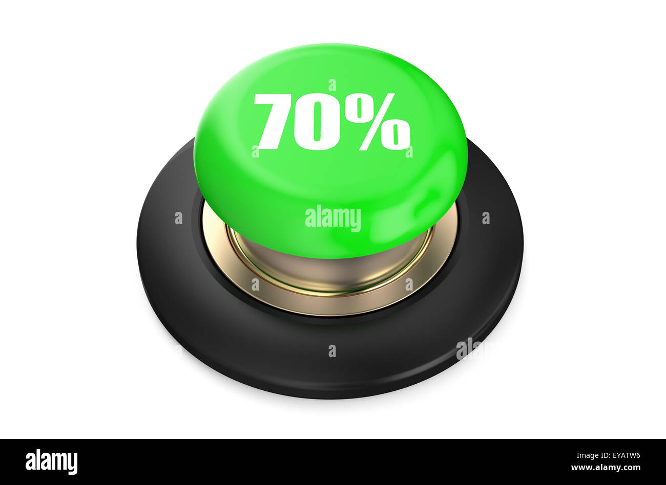 70 percento di sconto pulsante verde isolato su sfondo bianco Foto Stock