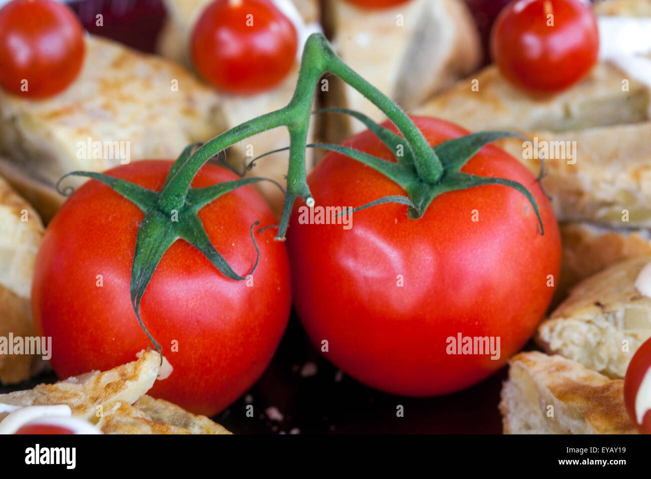 Pomodori e panini, toast Foto Stock