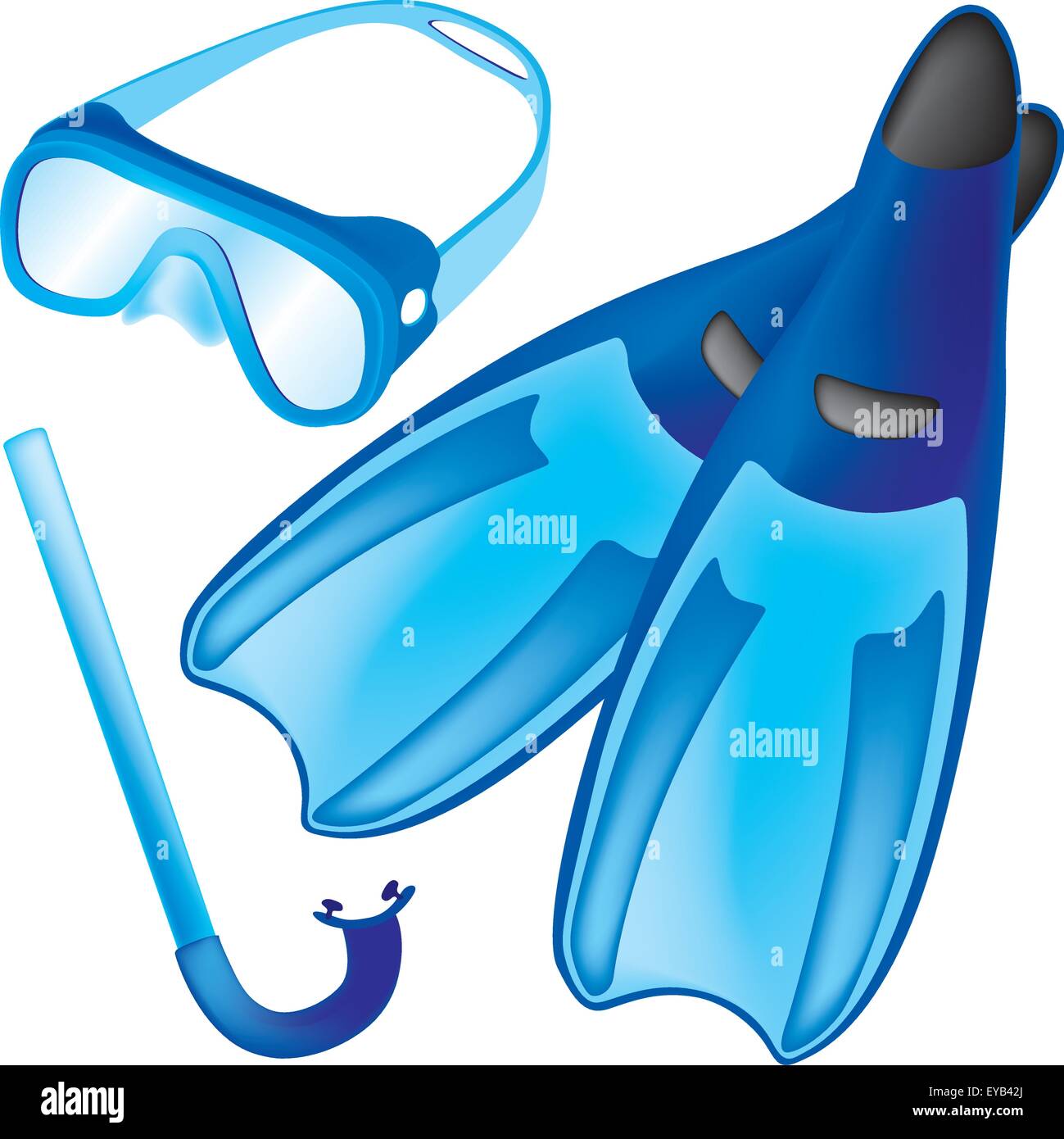 In gomma blu scuba Strumenti per immersioni subacquee Illustrazione Vettoriale