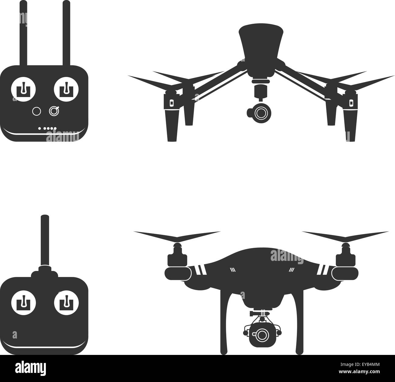 Drone Silhouette Antenna Video Fly elicottero telecamera illustrazione vettoriale Illustrazione Vettoriale