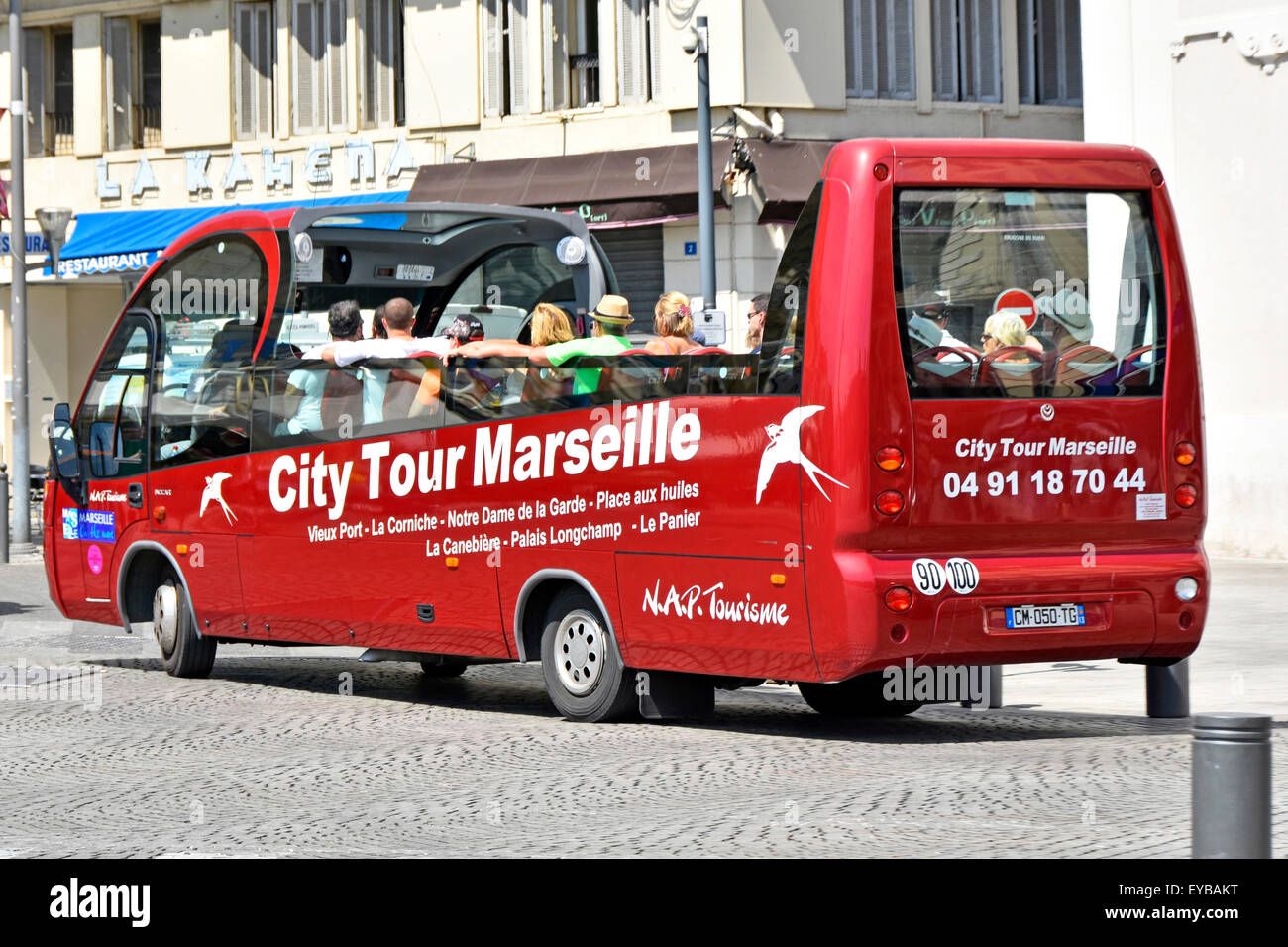 Marsiglia Francia single decker Tour della città di Marseille open top sightseeing pullman Foto Stock