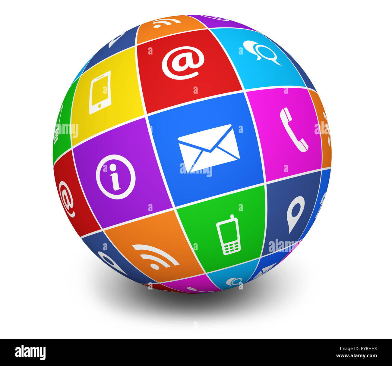 Sito web e internet contattaci web icone e simbolo in un colorato mondo di blog e business online illustrazione sul retro bianco Foto Stock