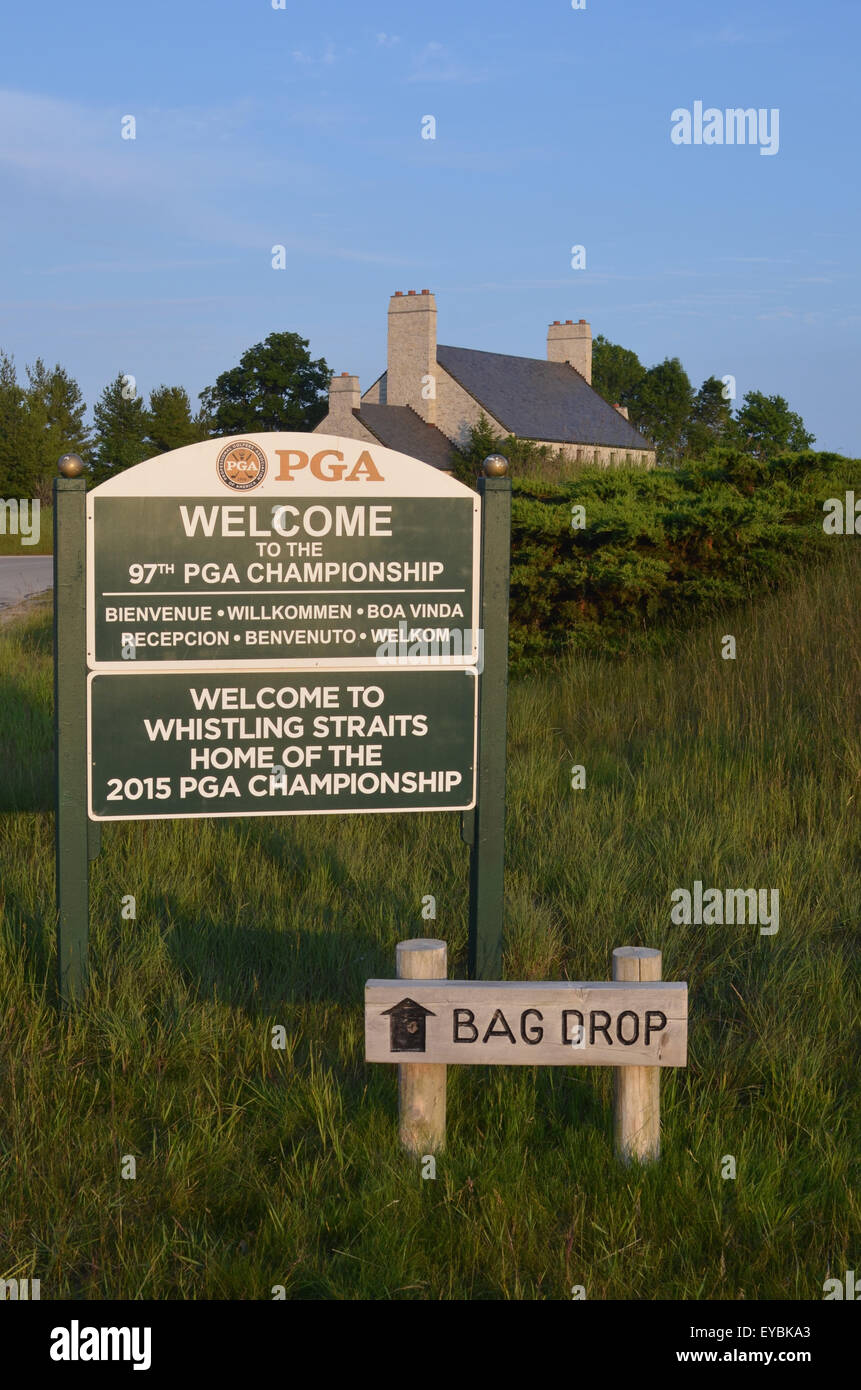 Whistling Straits il Campo da Golf di Kohler, WI è il sito del 2015 campionato di PGA Foto Stock