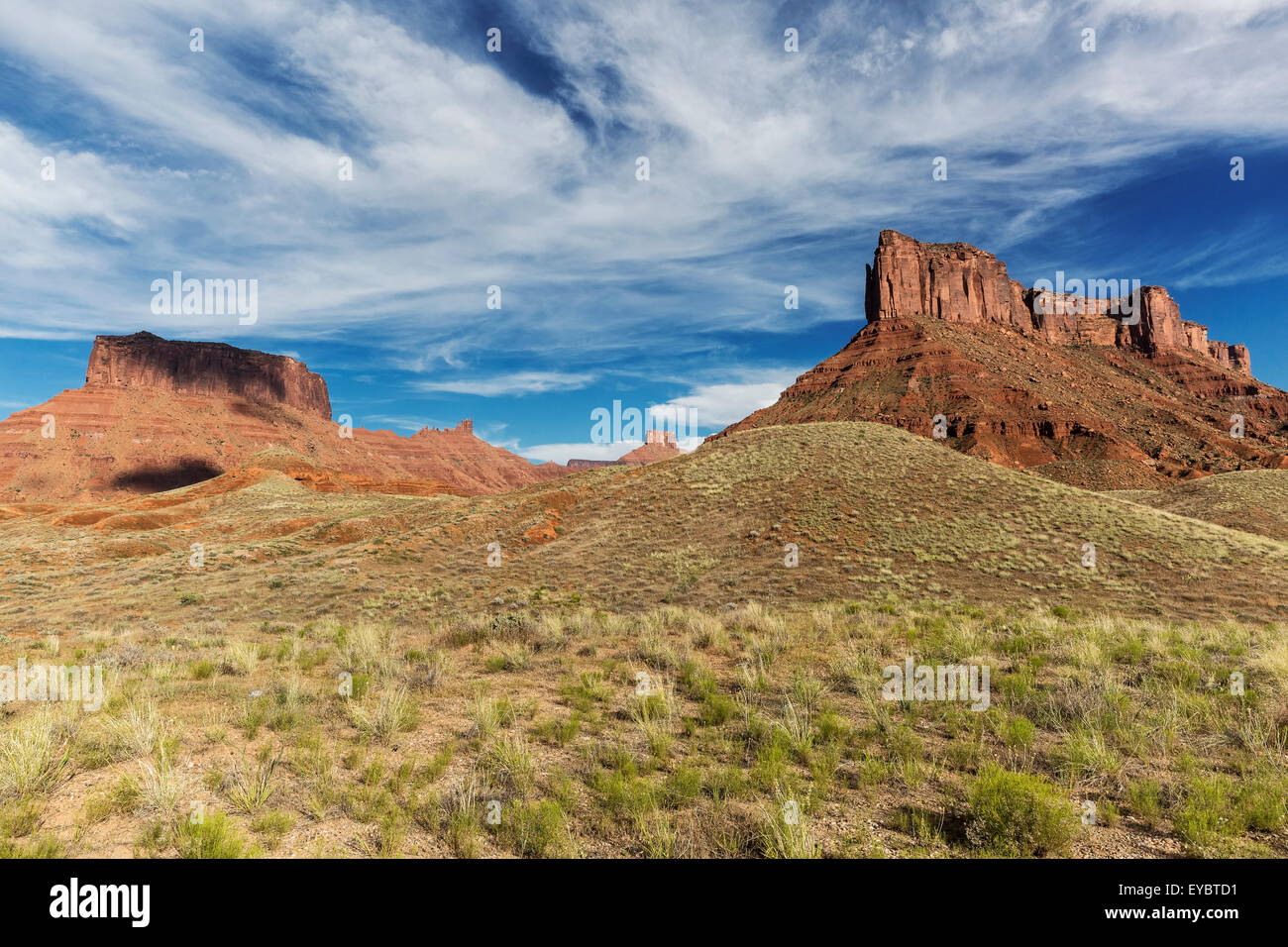 Arenaria buttes, Castle Mountain, professore Valley, Moab, Utah Foto Stock