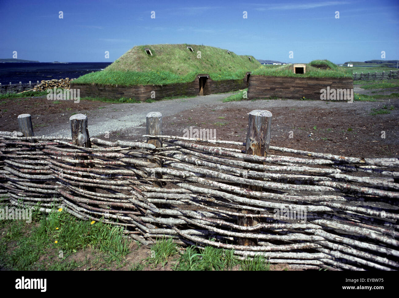 America del nord, Canada, Maritimes, Terranova, penisola settentrionale, l'Anse aux Meadows National Historic Site, Viking case sod Foto Stock