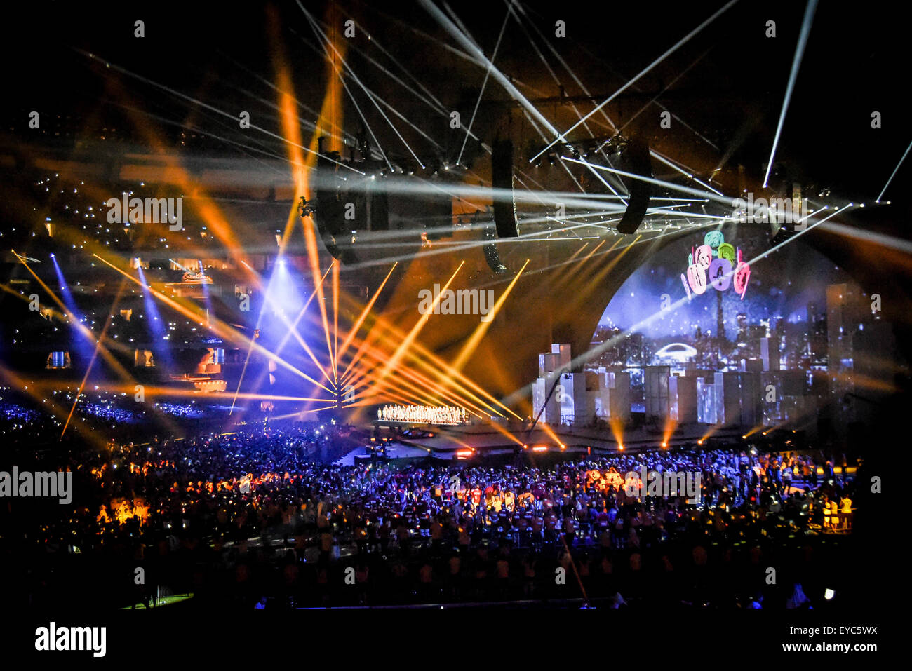 Toronto, Ontario, Canada. 26 Luglio, 2015. Giochi Panamericani 2015 chiuso stasera a Rogers Centre con grande performance musicale a Toronto in Canada. Credito: Igor Vidyashev/ZUMA filo/Alamy Live News Foto Stock