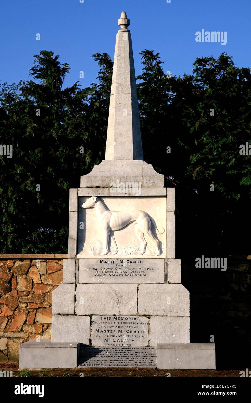 Nella contea di Waterford, Irlanda; Memorial a Master Mcgrath, Greyhound Racing Foto Stock