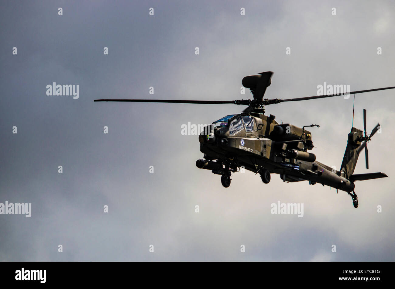 AH 64 Apache elicottero Gunship prelevati presso il Royal International Air Tattoo Foto Stock