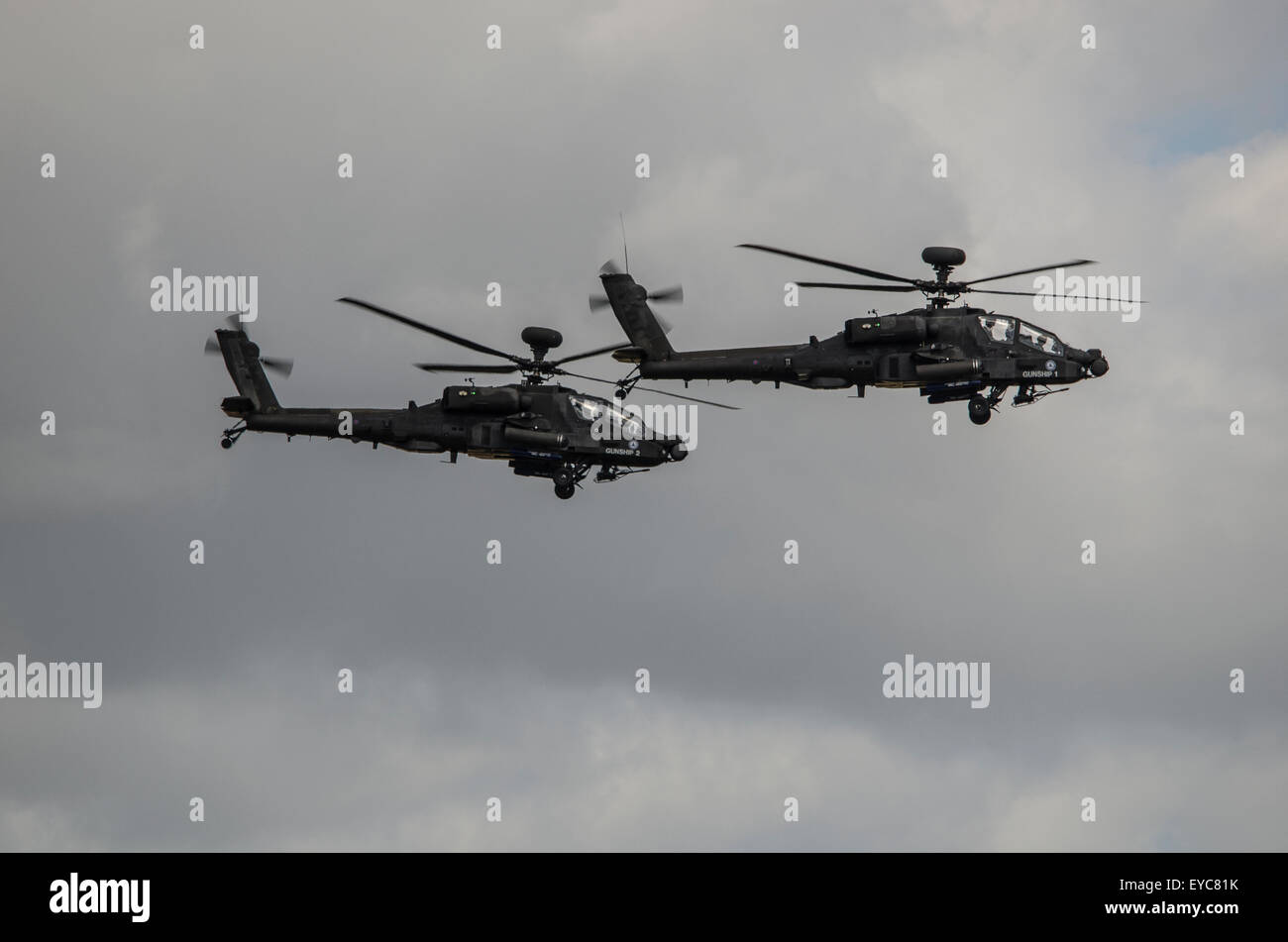 AH 64 Apache elicottero Gunship prelevati presso il Royal International Air Tattoo Foto Stock