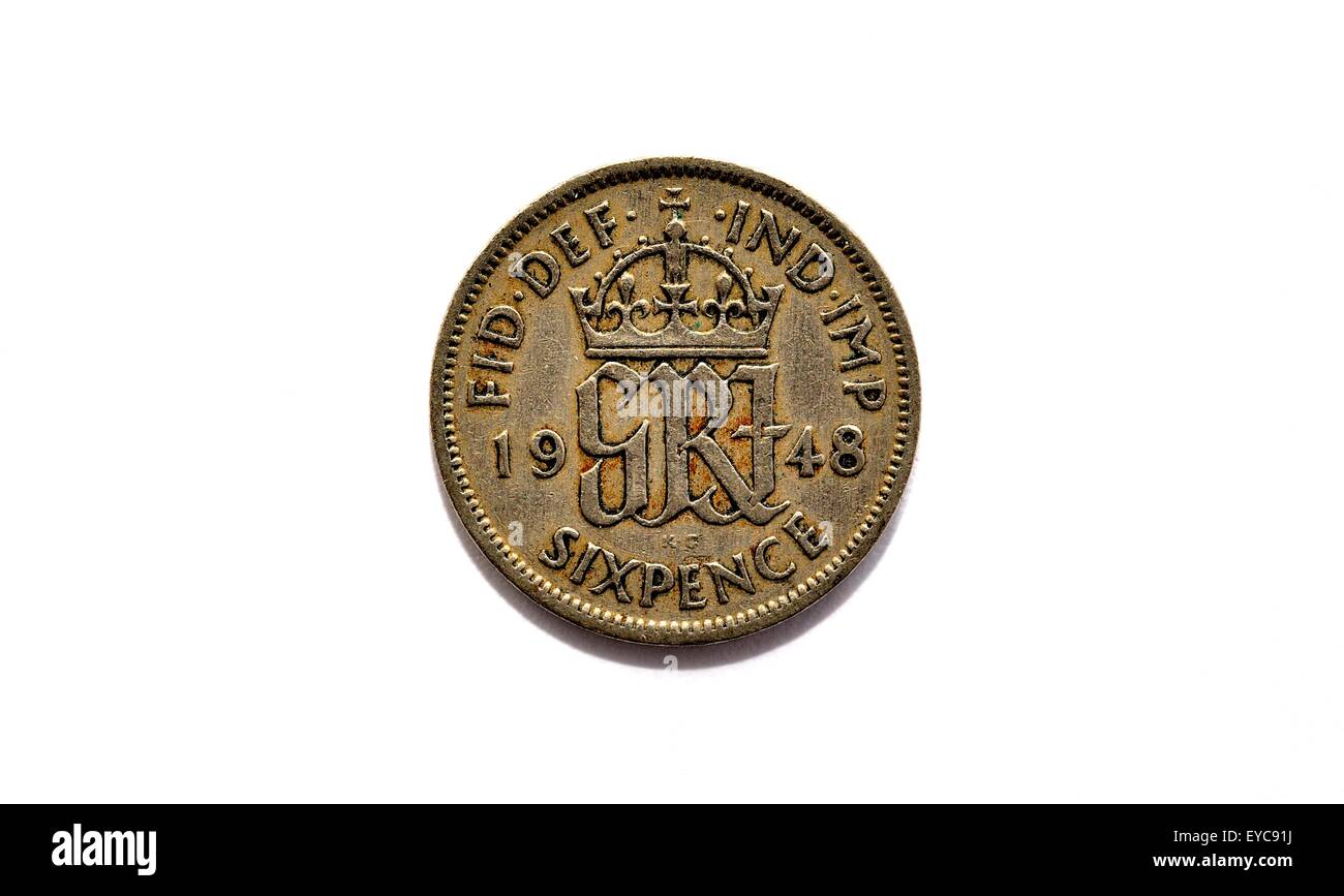 1948 sixpence british coin Foto Stock