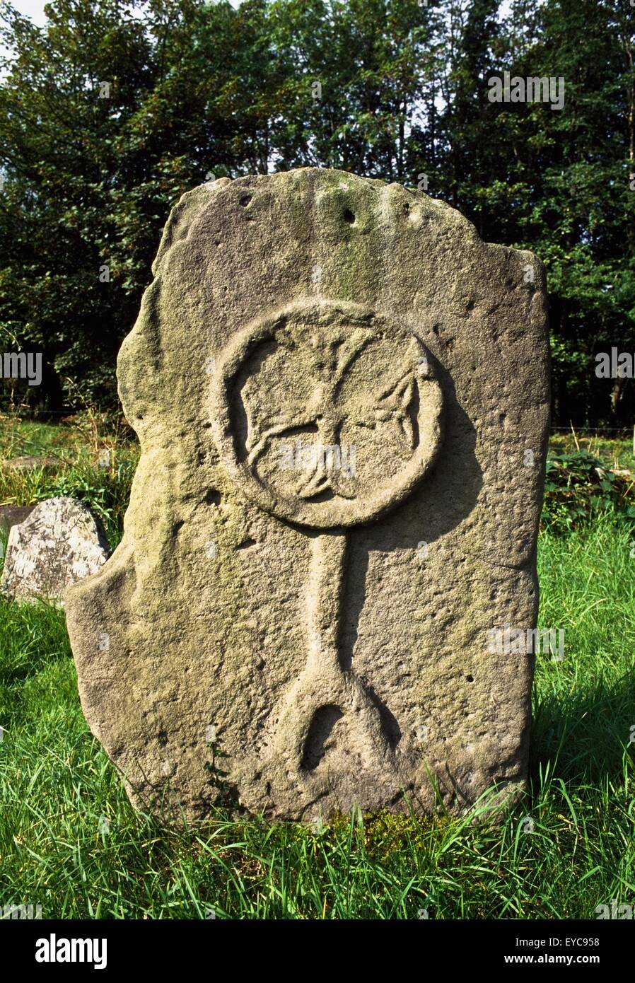 Lastra trasversale, Killadeas, Co Fermanagh, Irlanda del Nord; Archeologia Celtica Foto Stock