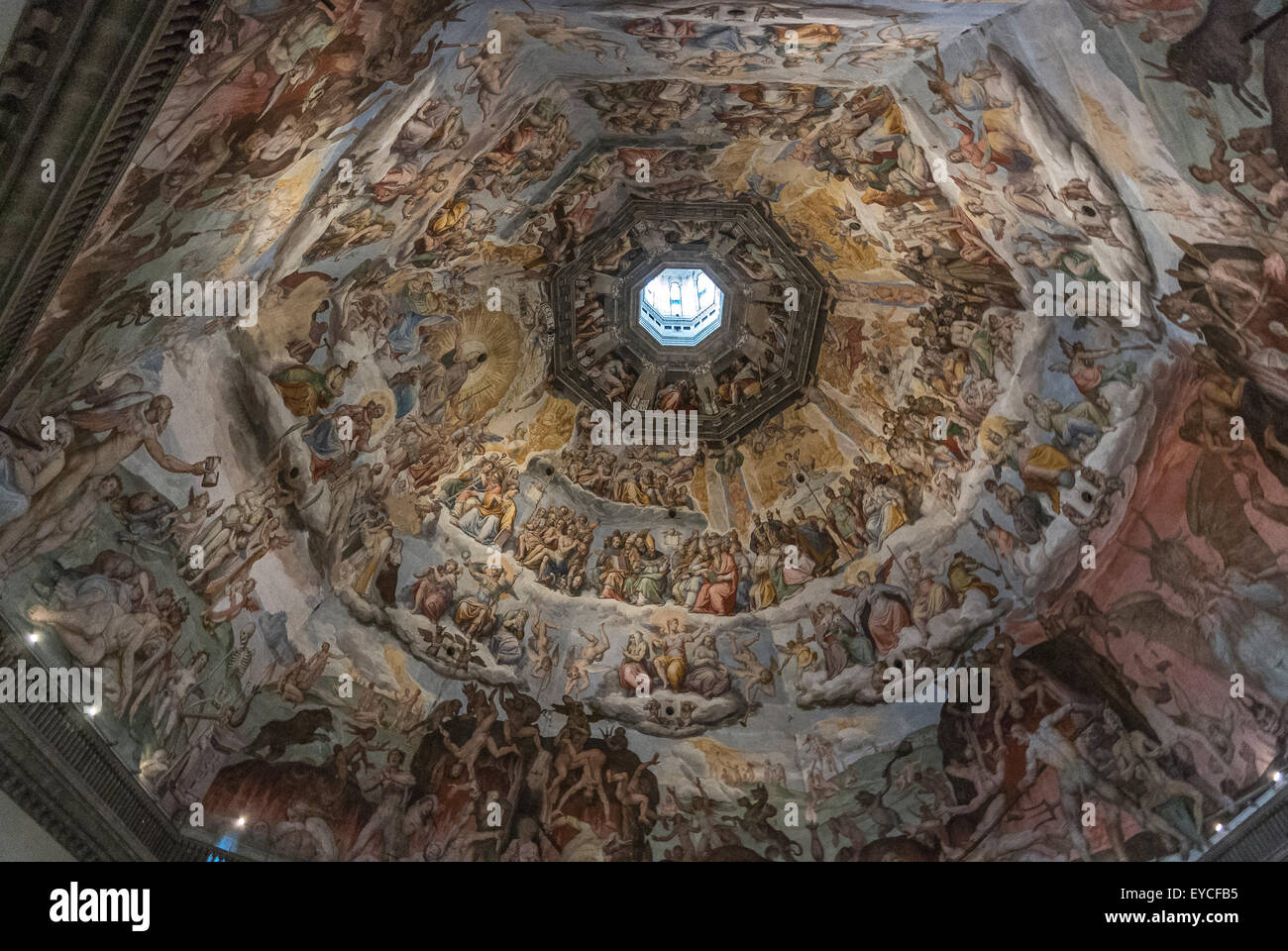 Interno del Duomo di Firenze cupola del Brunelleschi. Dipinto da