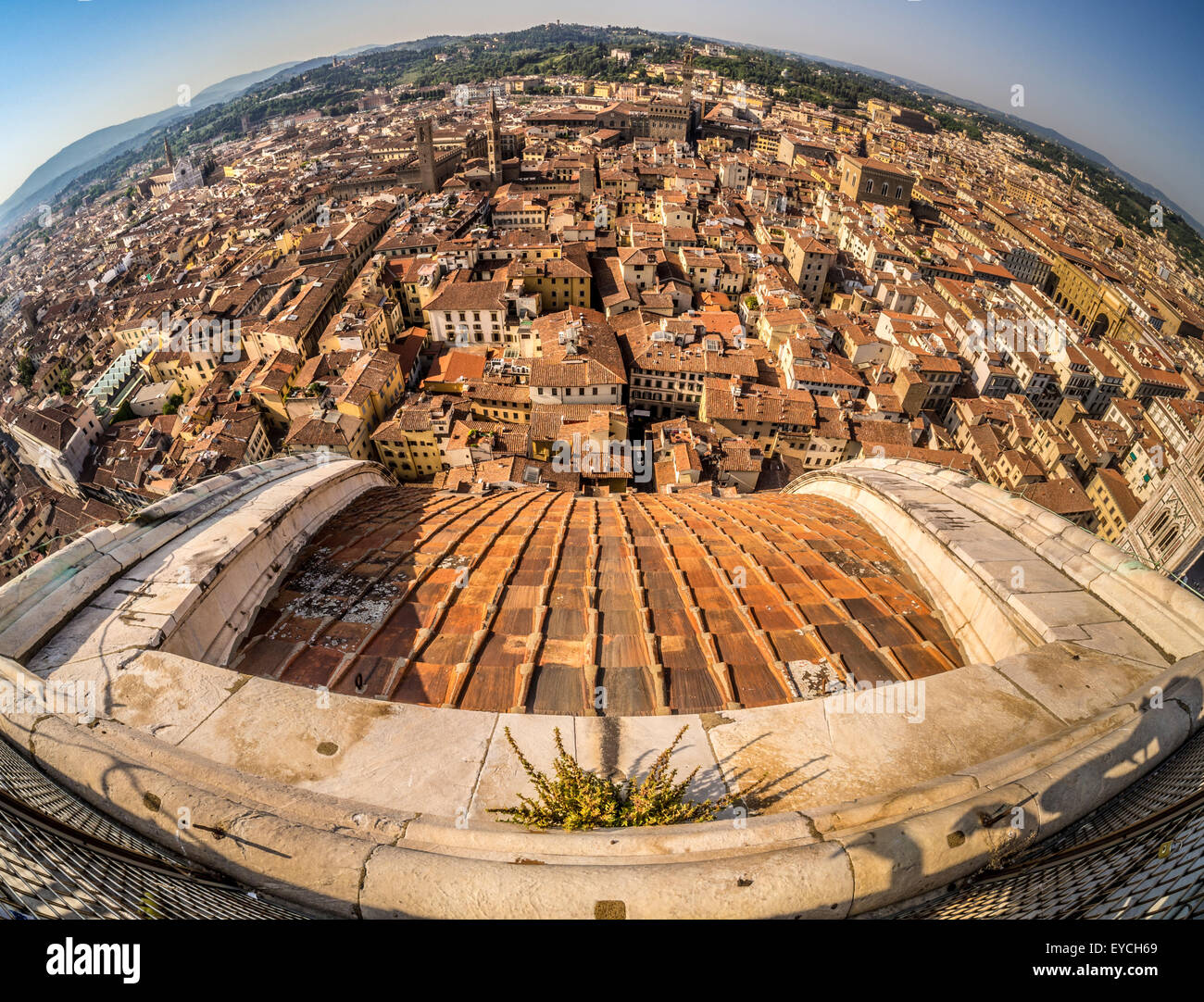 La città di Firenze scatta dalla cupola della cattedrale. Duomo Firenze, Italia. Foto Stock