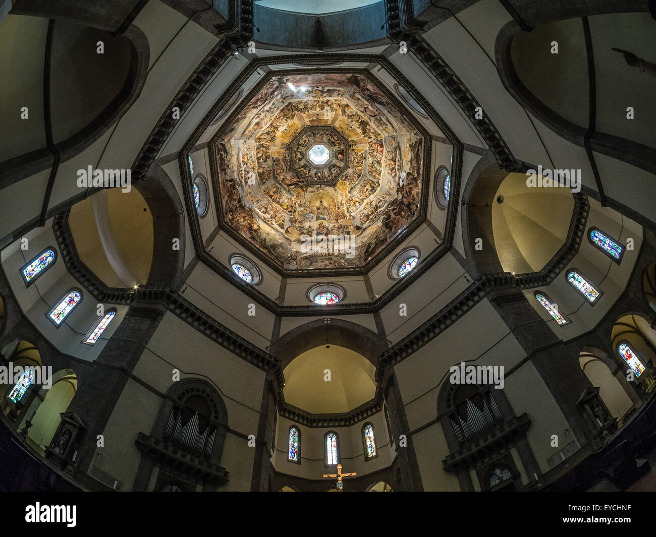 Interno del Duomo di Firenze cupola del Brunelleschi. Dipinto da