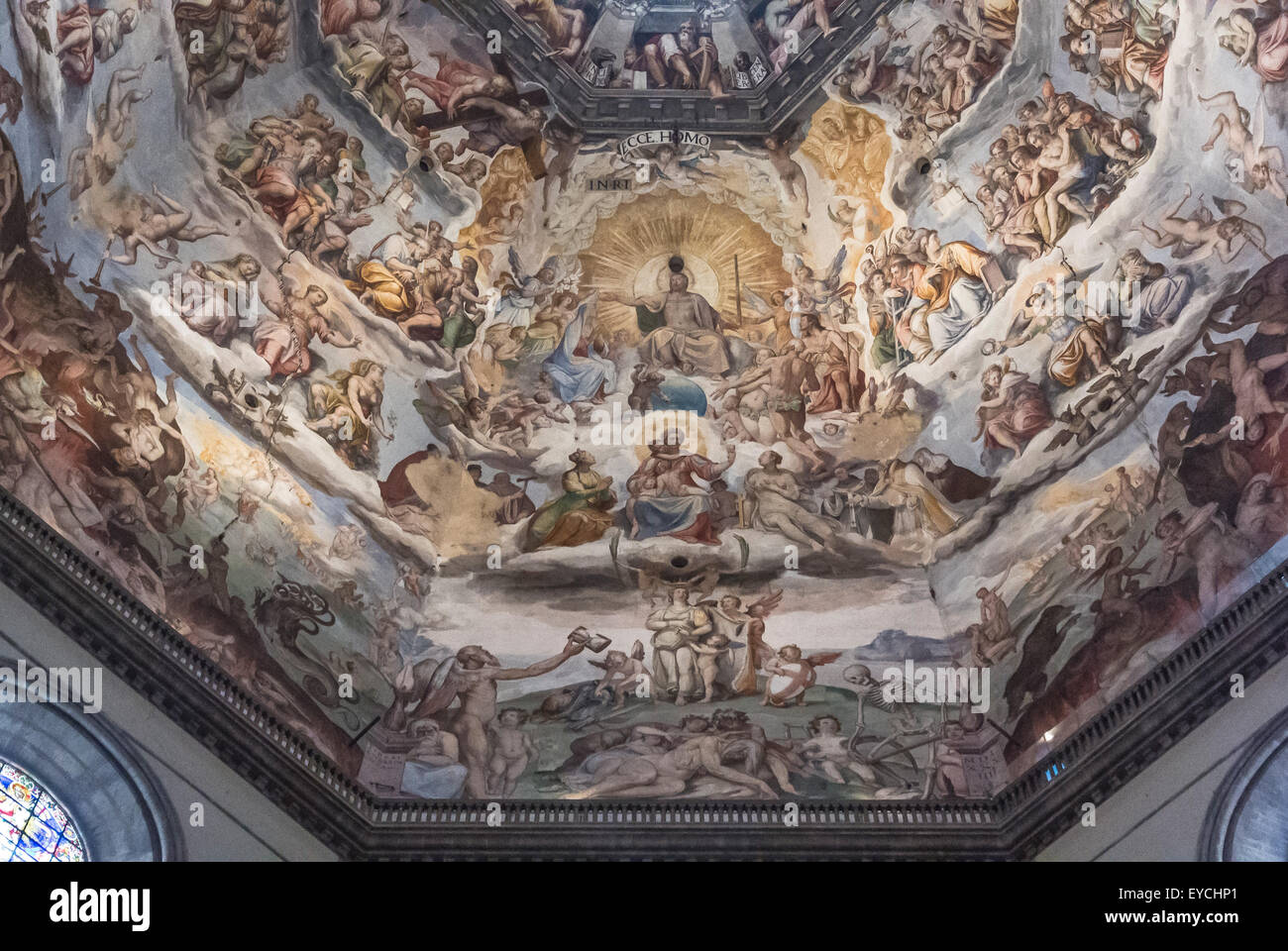 Interno del Duomo di Firenze cupola del Brunelleschi. Dipinto da Giorgio Vasari e Federico Zuccari. Firenze. Italia. Foto Stock