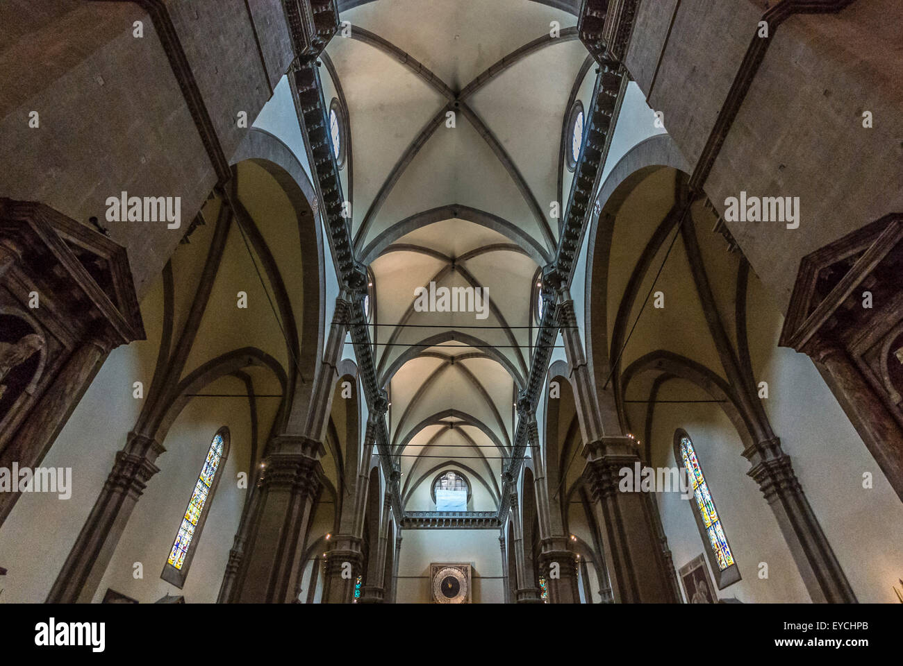 Il soffitto della navata del Duomo di Firenze. Firenze, Italia Foto Stock