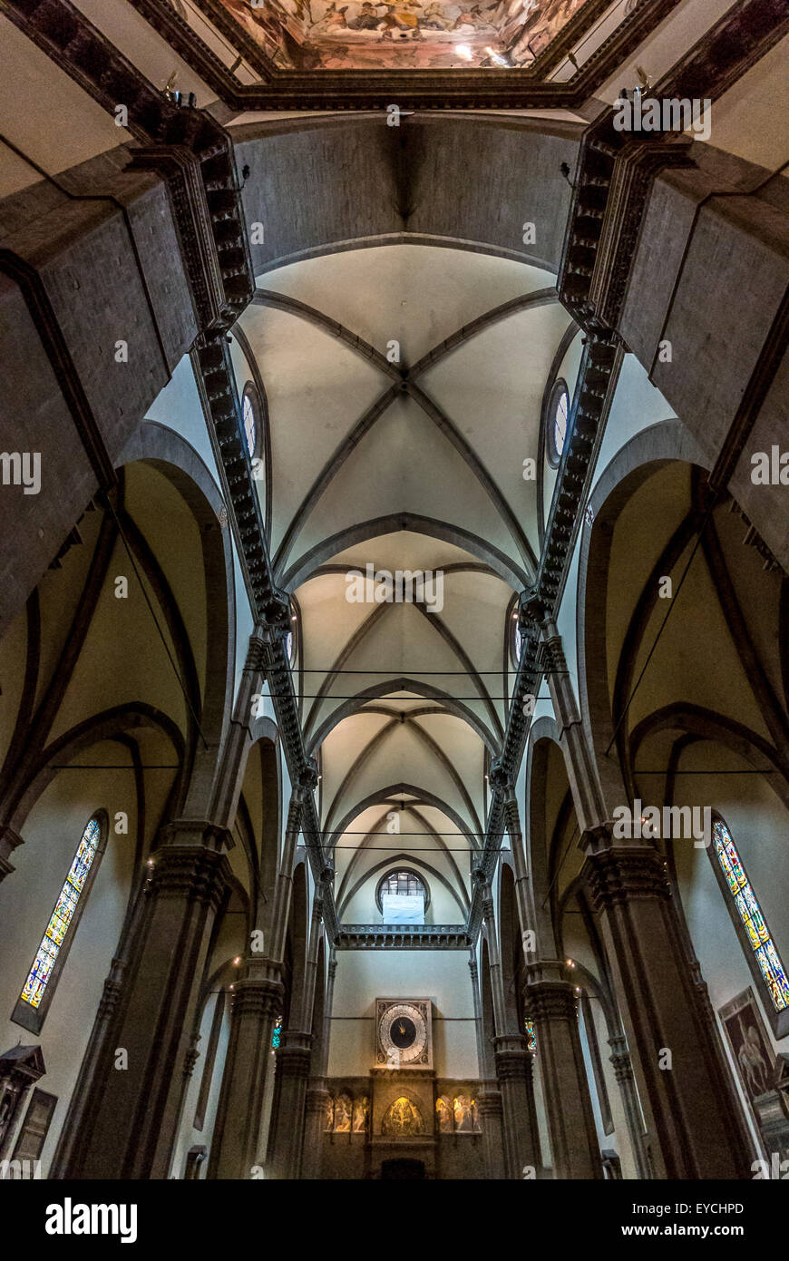 Il soffitto della navata del Duomo di Firenze. Firenze, Italia Foto Stock