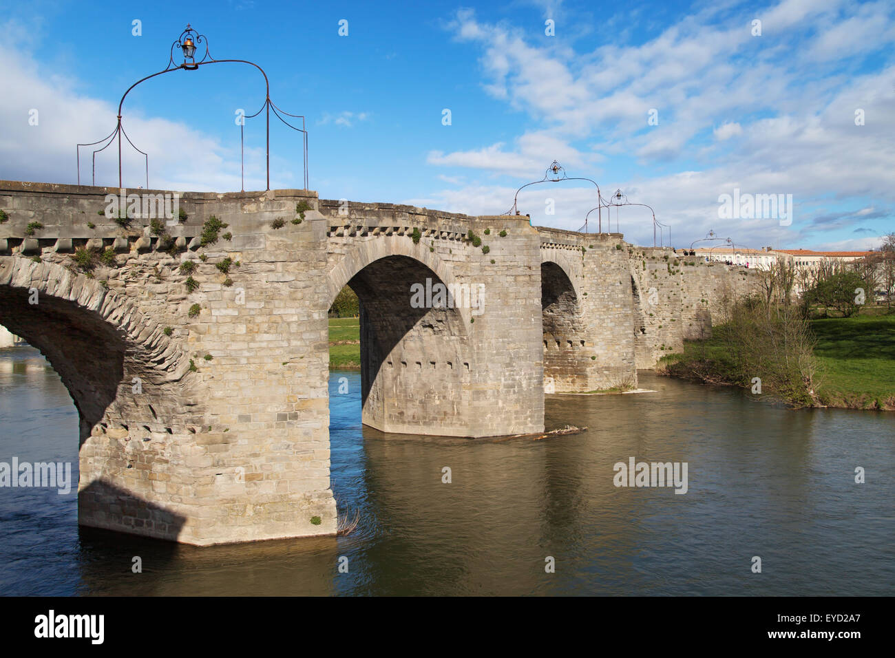 Ponte Vecchio di Carcassonne, Languedoc-Roussillon, Francia. Foto Stock
