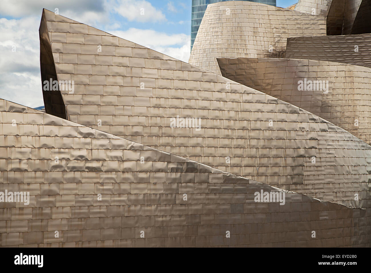 Vista dettagliata della facciata del Museo Guggenheim a Bilbao, Spagna. Foto Stock