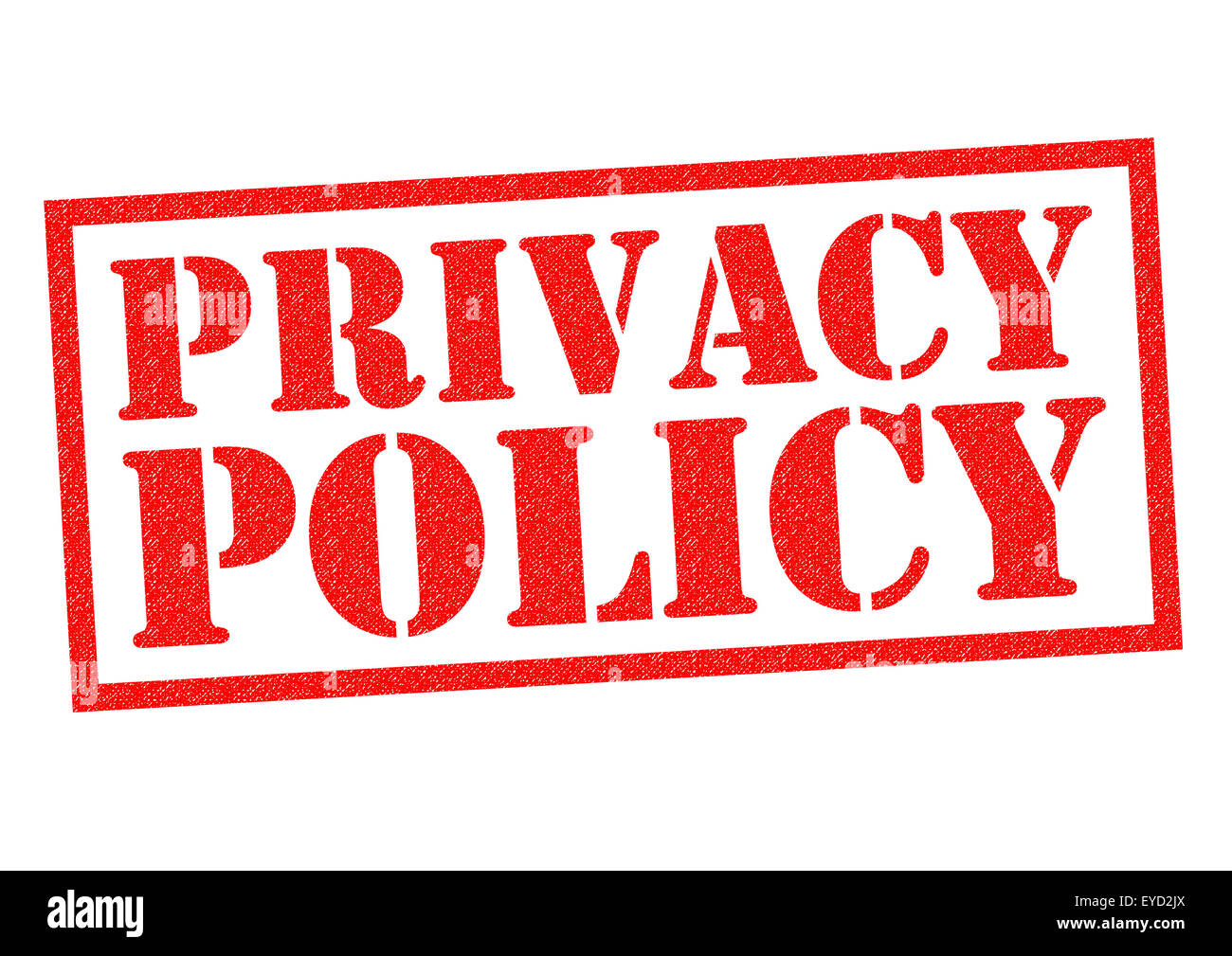 Politica sulla PRIVACY rosso timbro di gomma su uno sfondo bianco. Foto Stock