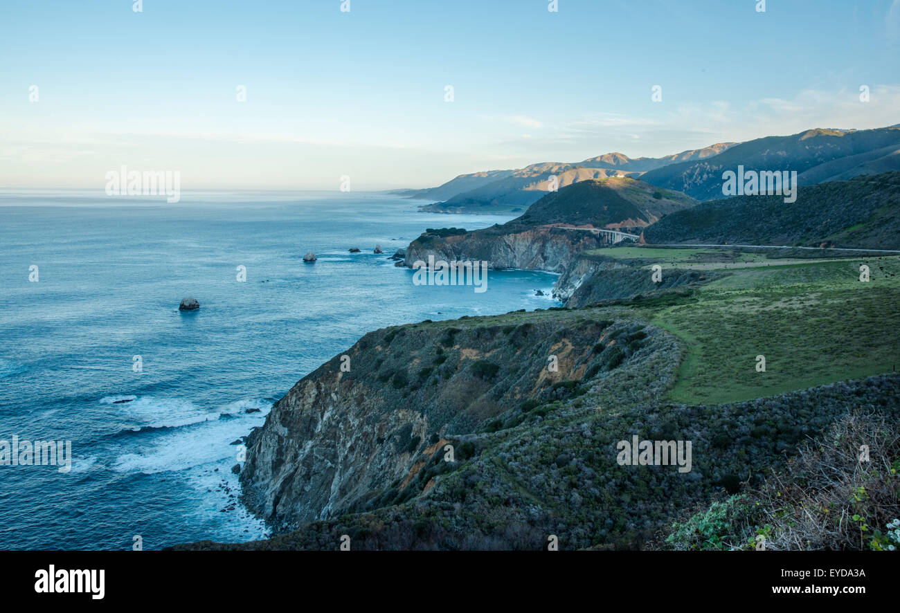 Alba sul Big Sur baie Foto Stock
