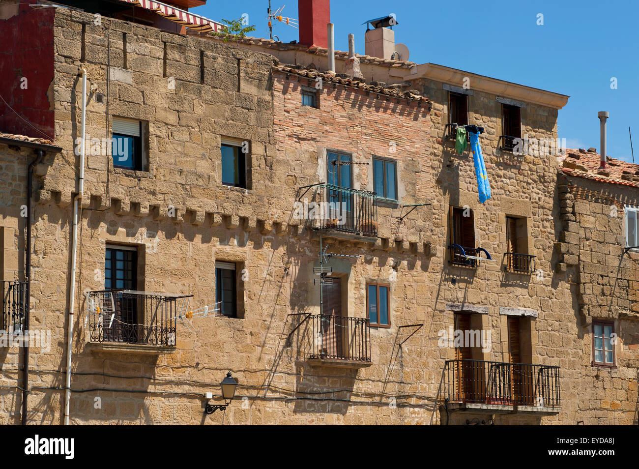 Facciata medievale in Laguardia, Paesi Baschi Foto Stock