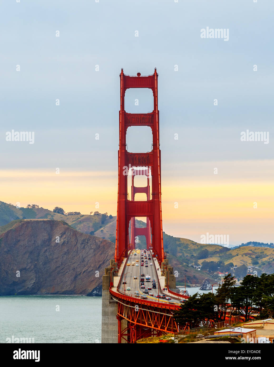 San Francisco Golden Gate Bridge al tramonto Foto Stock