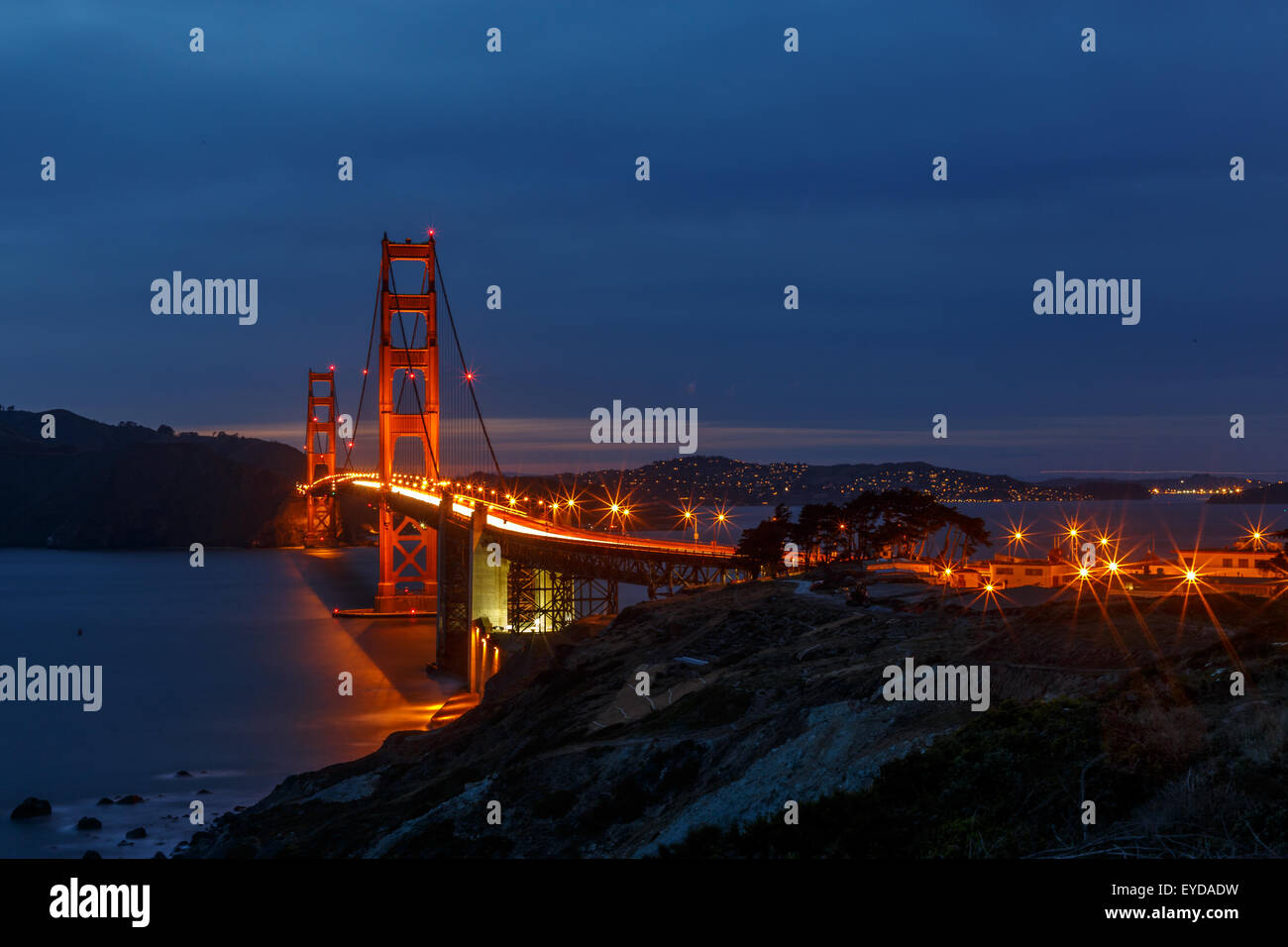 San Francisco Golden Gate Bridge al tramonto Foto Stock