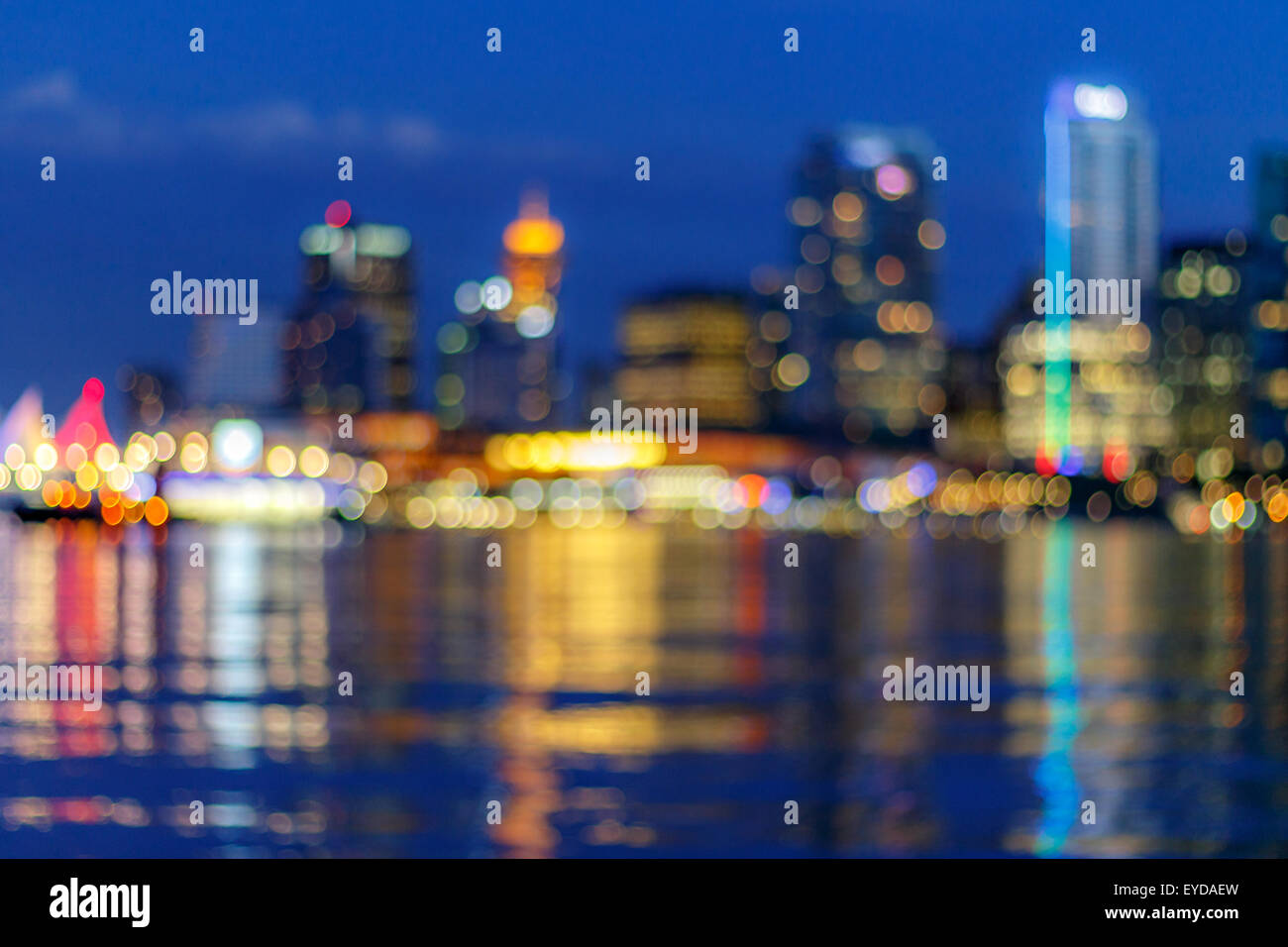 Abtract sfocatura dello skyline di Vancouver, British Columbia, Canada Foto Stock