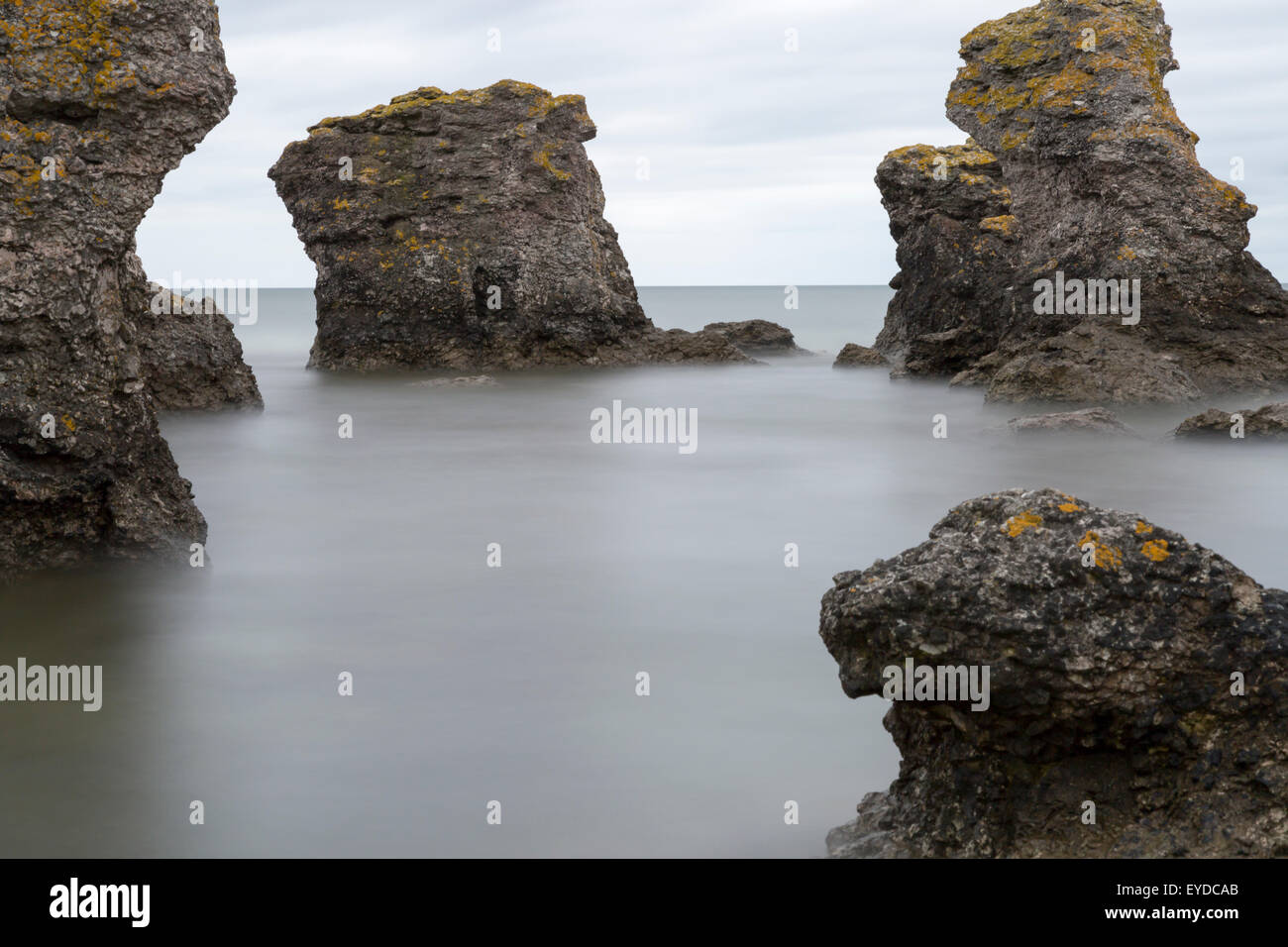 Stack di mare dall' Oceano a Gotland e Svezia Foto Stock