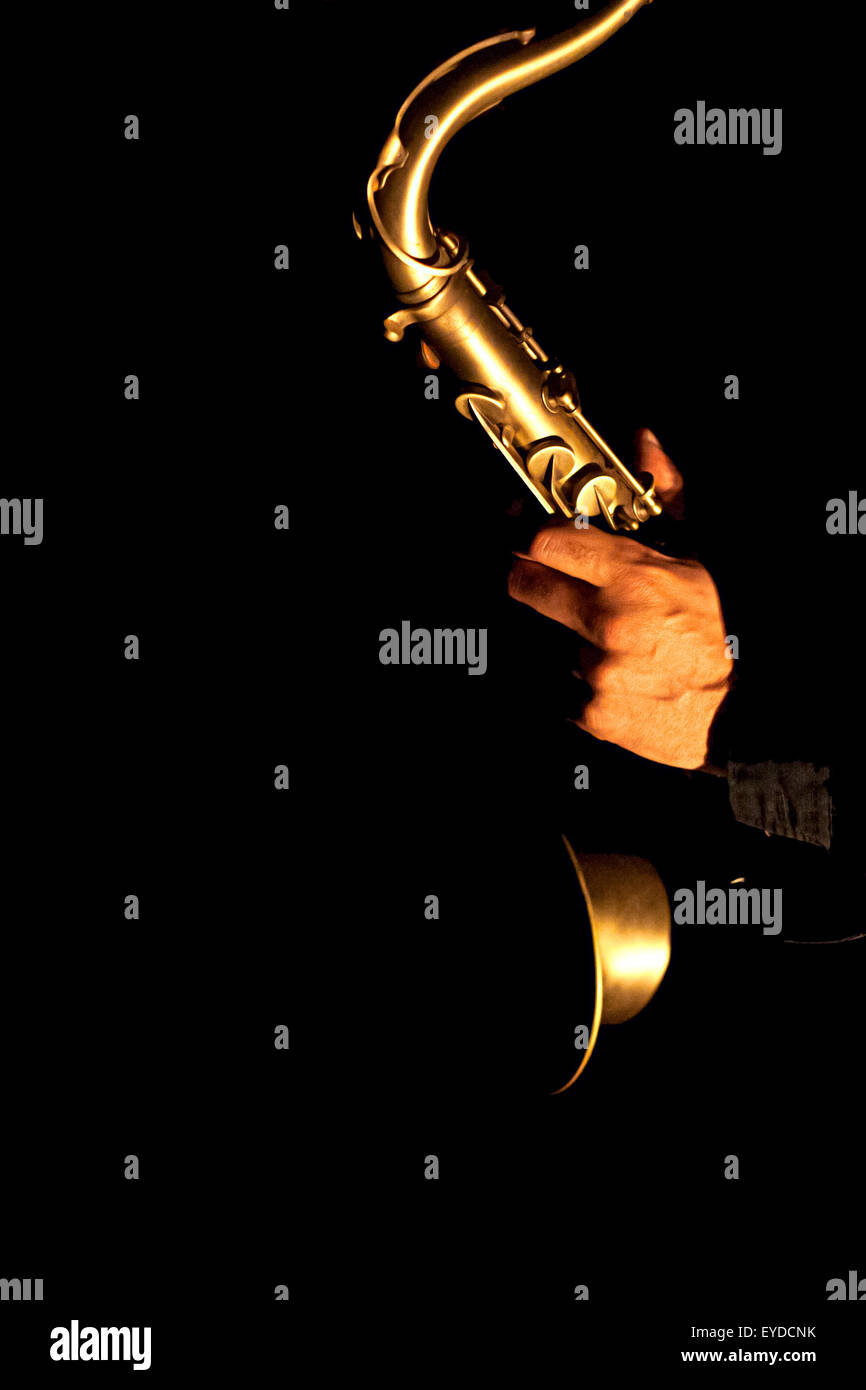 Sassofonista Foto Stock