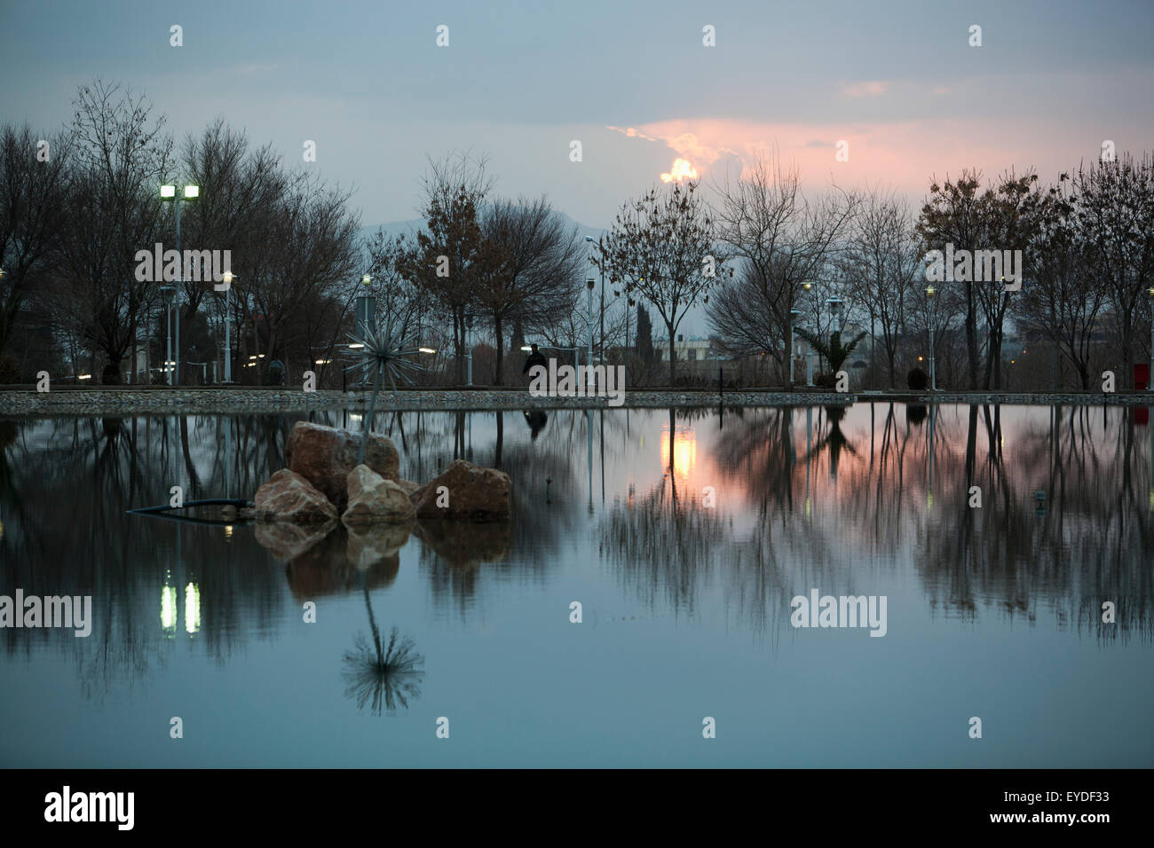 La scena del parco al crepuscolo in Sulaymaniyah, Kurdistan iracheno, Iraq Foto Stock