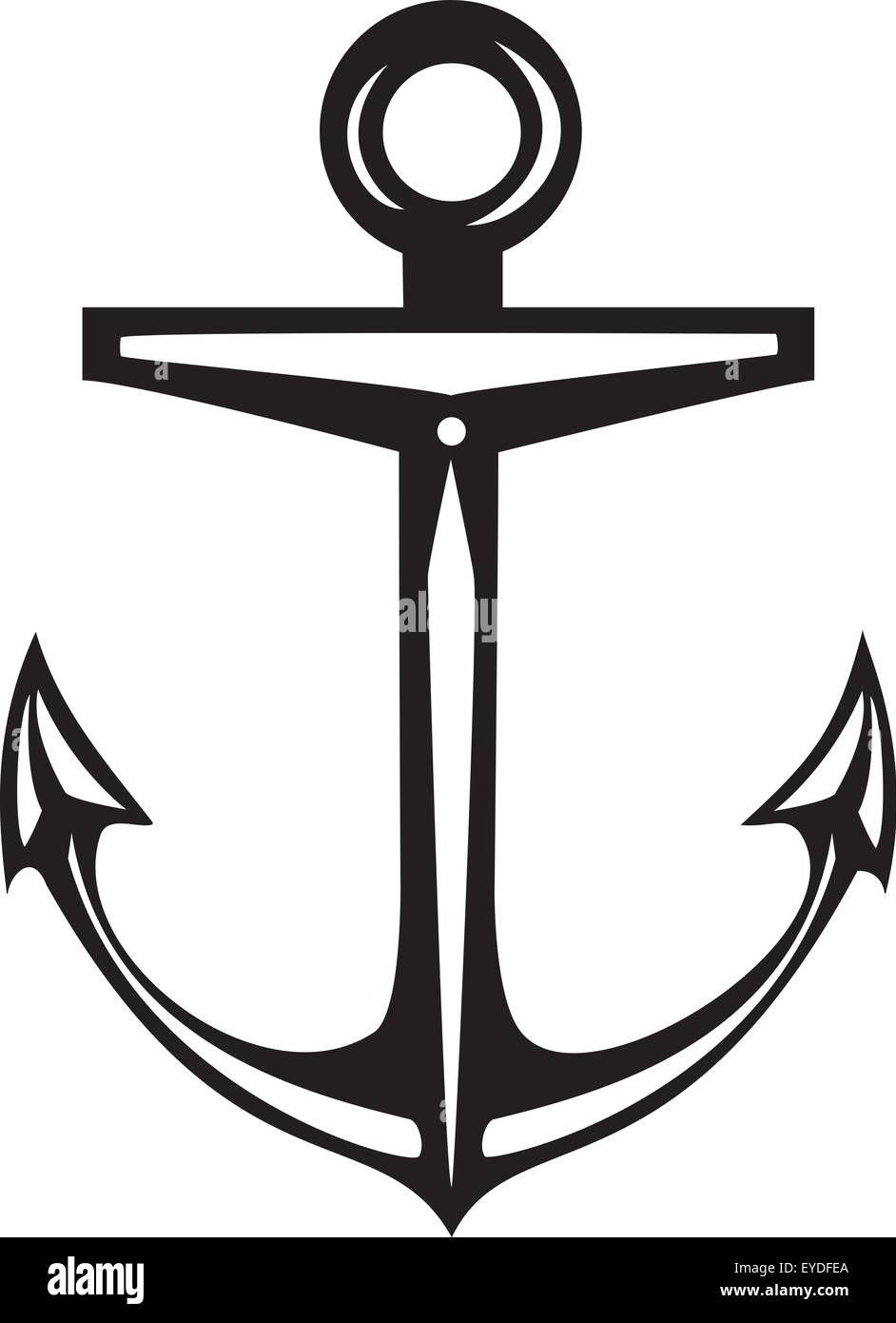 Xilografia style maritime sea anchor in posizione eretta Illustrazione Vettoriale