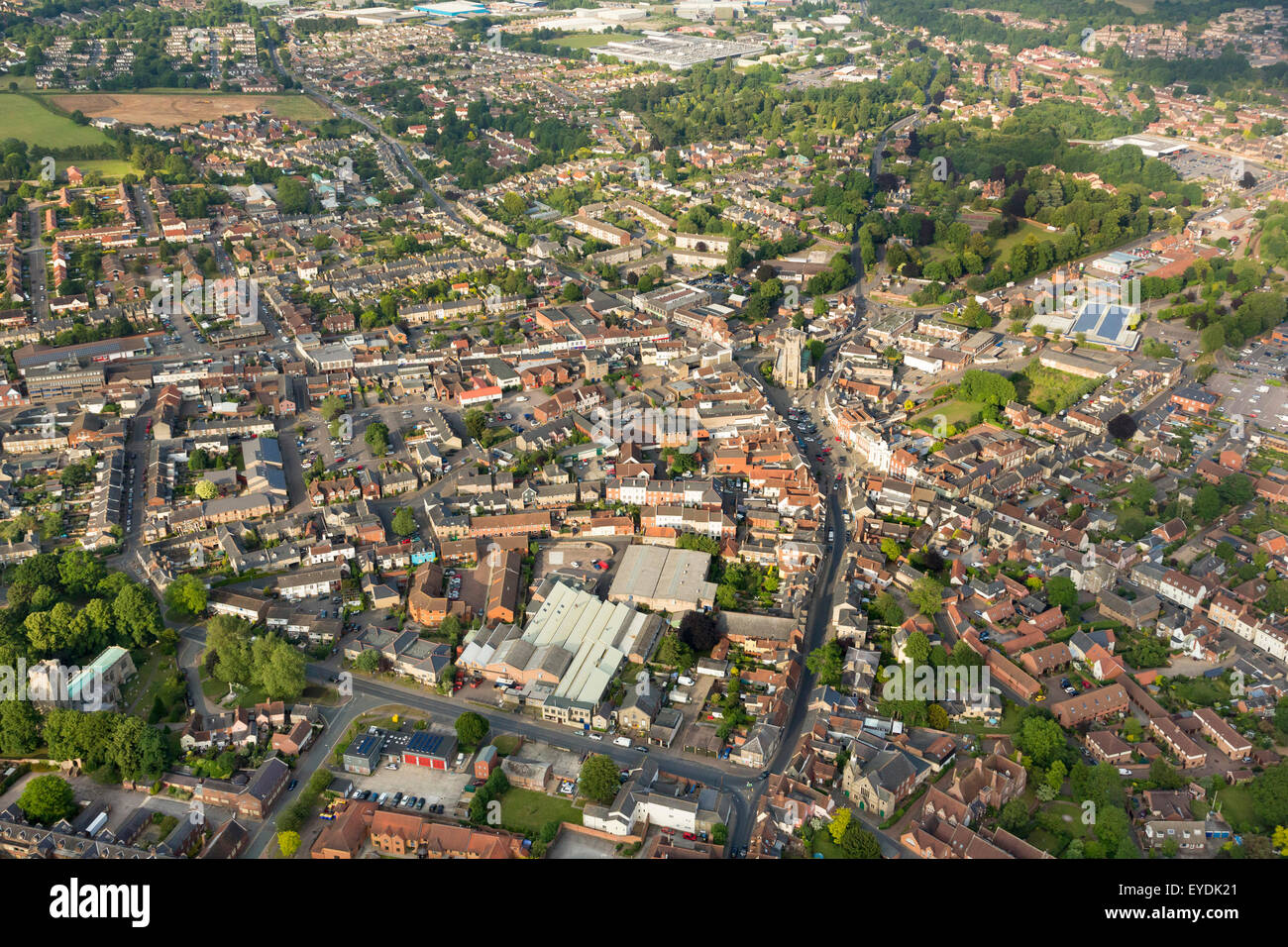 Foto aerea vista di Sudbury nel Suffolk, Regno Unito Foto Stock