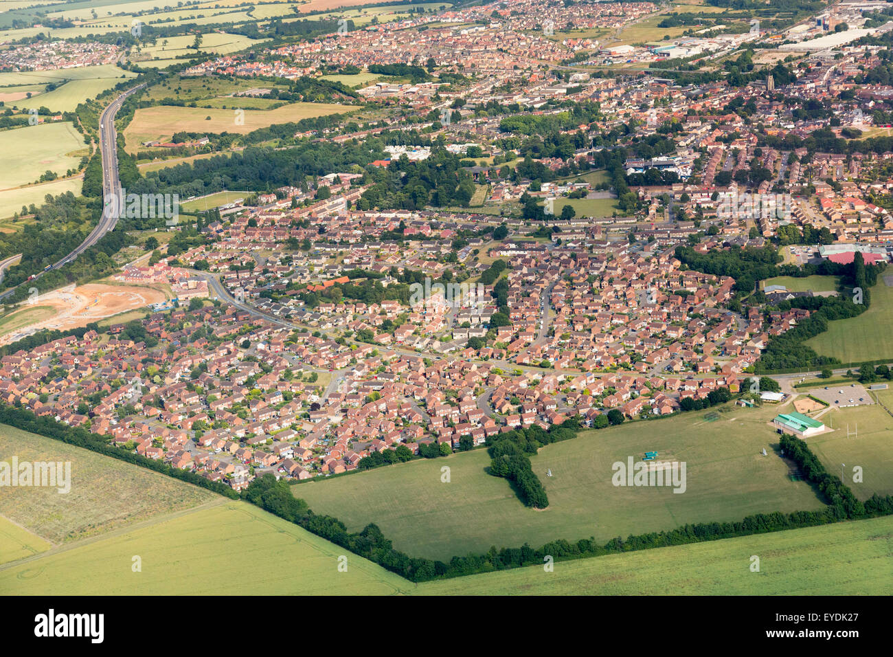 Vista aerea dell'alloggiamento Chilton estate in Stowmarket, Suffolk, Regno Unito Foto Stock
