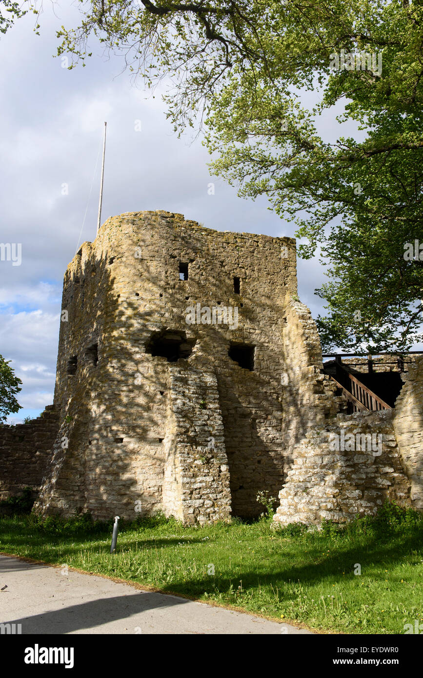 Parete della città vicino Snäckgärdsporten a Visby, isola di Gotland, Svezia Foto Stock