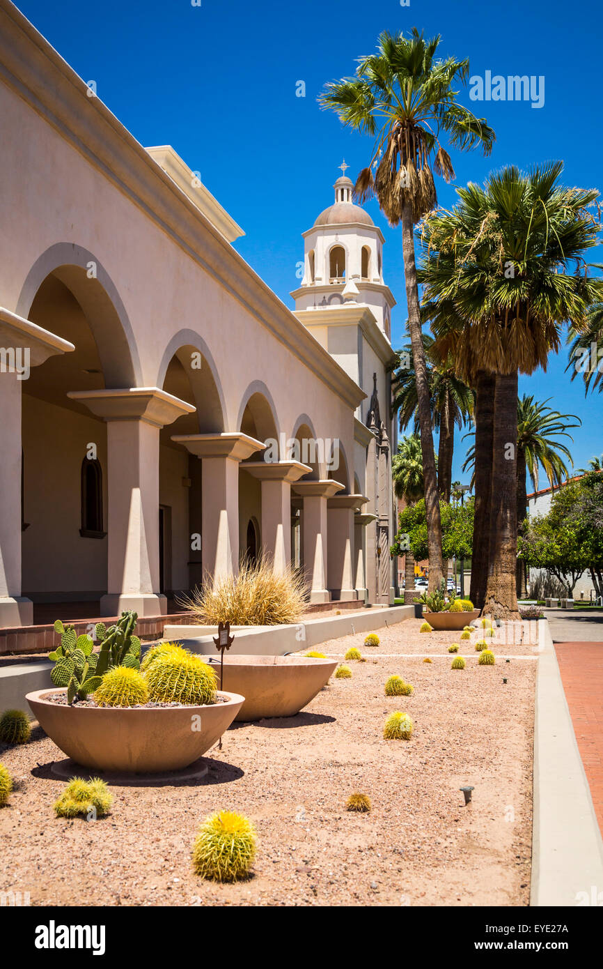 La cattedrale di Sant'Agostino nel centro cittadino di Tucson, Arizona, Stati Uniti. Foto Stock