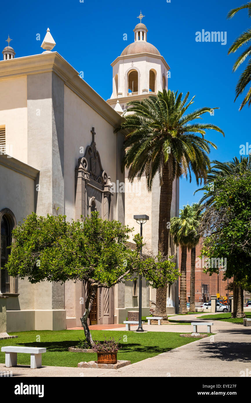 La cattedrale di Sant'Agostino nel centro cittadino di Tucson, Arizona, Stati Uniti. Foto Stock